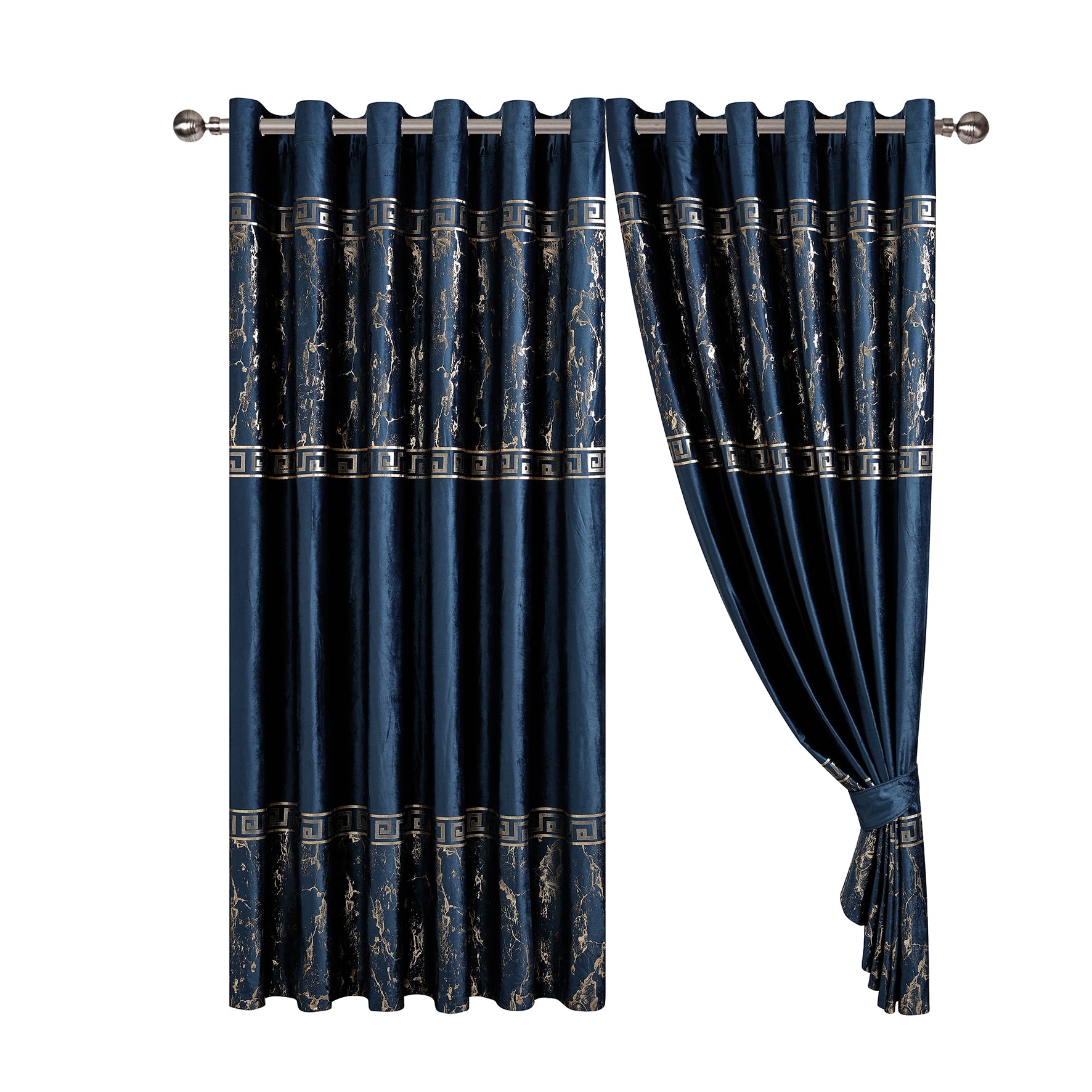 Greek Key Luxury Textured Blackout Curtains