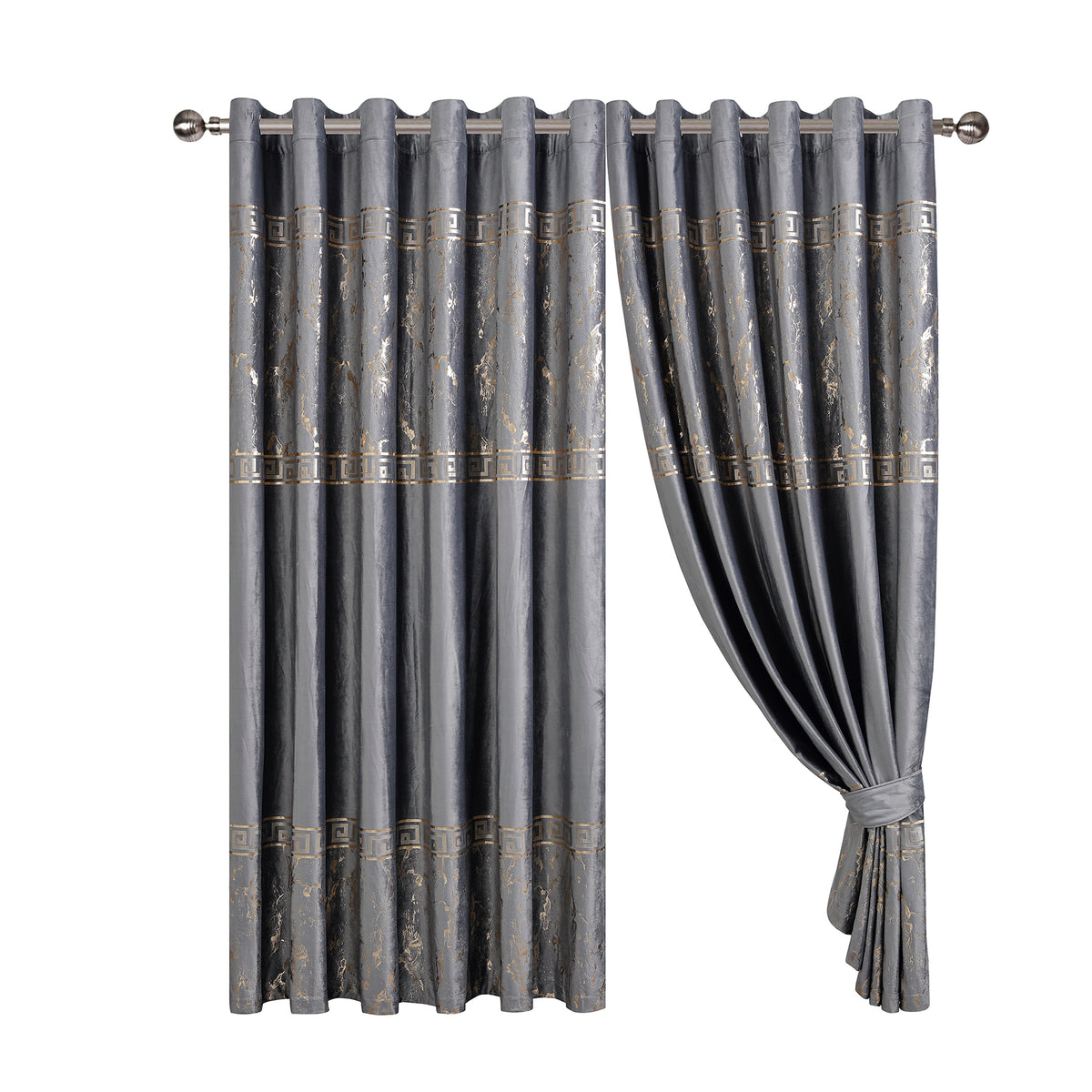 Greek Key Luxury Textured Blackout Curtains