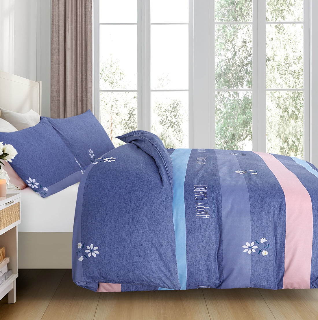 4 Piece Bedding Set Duvet Cover, Pillowcases & Fitted Sheet