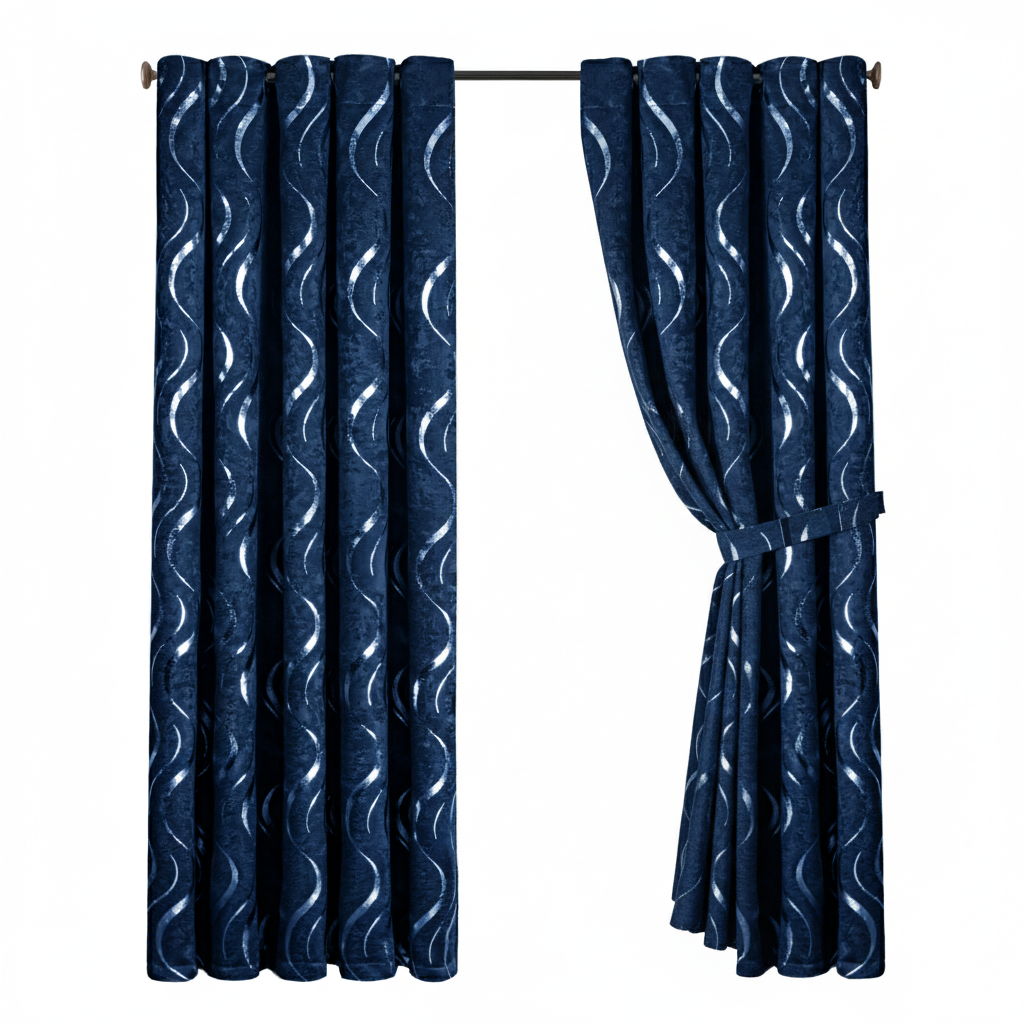 Lustrous Foil Print Luxury Blackout Curtains