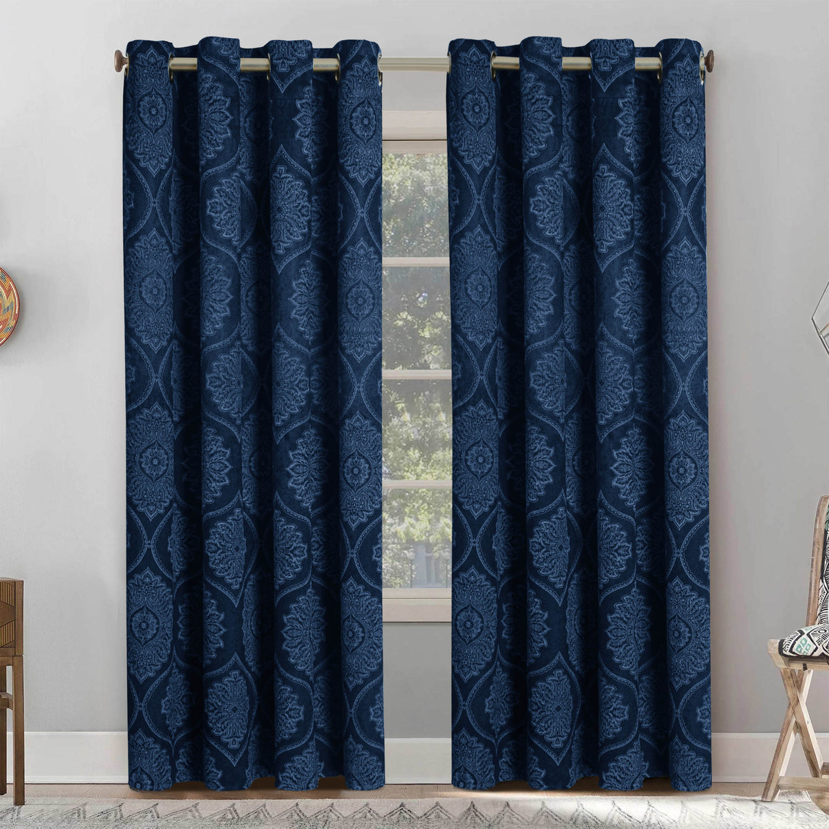Royal Damask Luxury Blackout Curtains – Cream