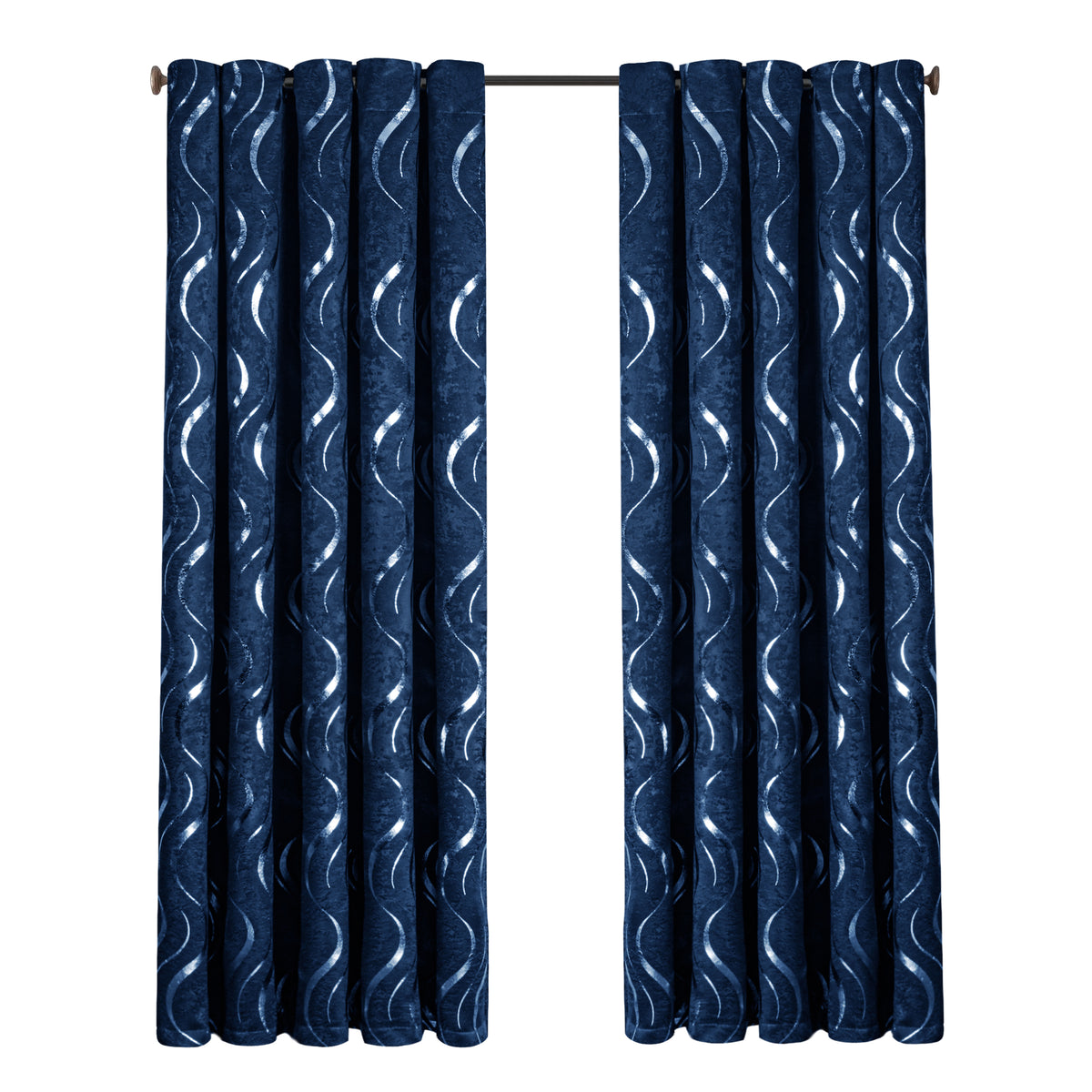 Lustrous Foil Print Luxury Blackout Curtains