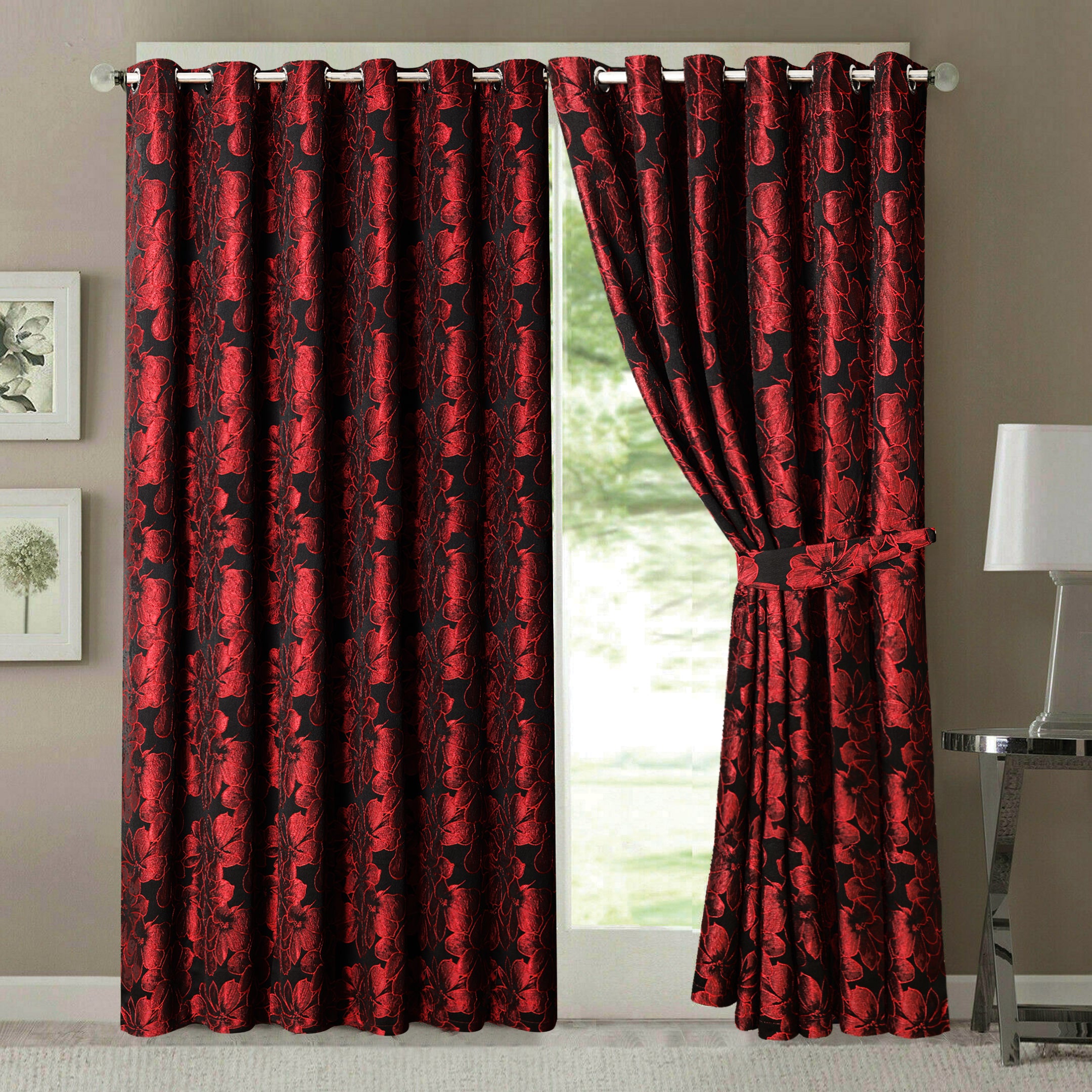 Diana Luxury Floral Blackout Curtains