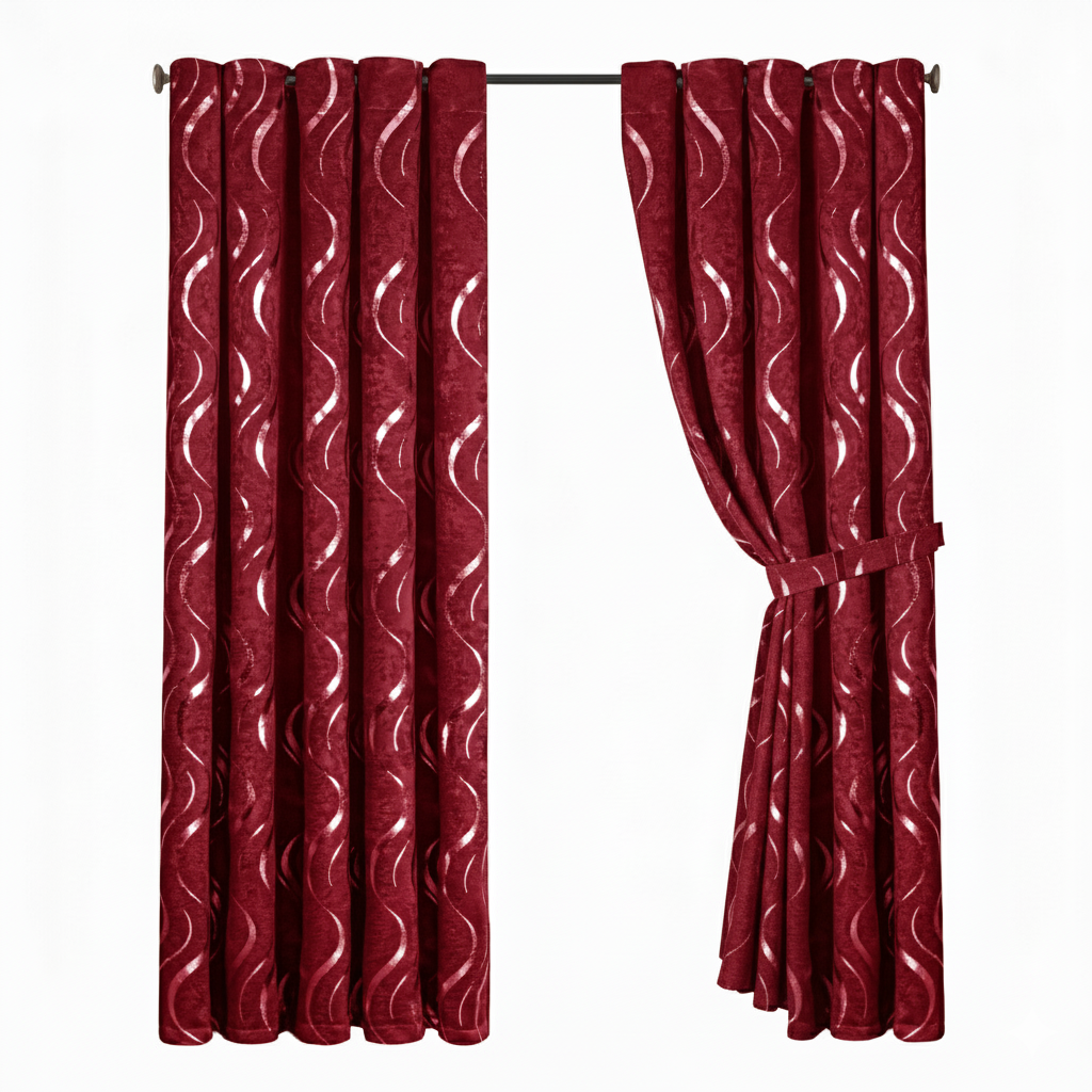 Lustrous Foil Print Luxury Blackout Curtains