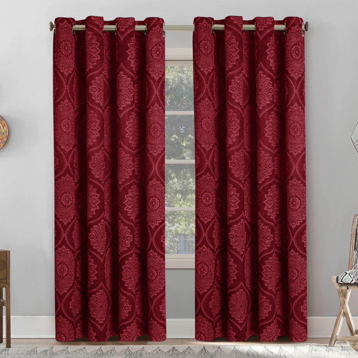 Royal Damask Luxury Blackout Curtains – Cream
