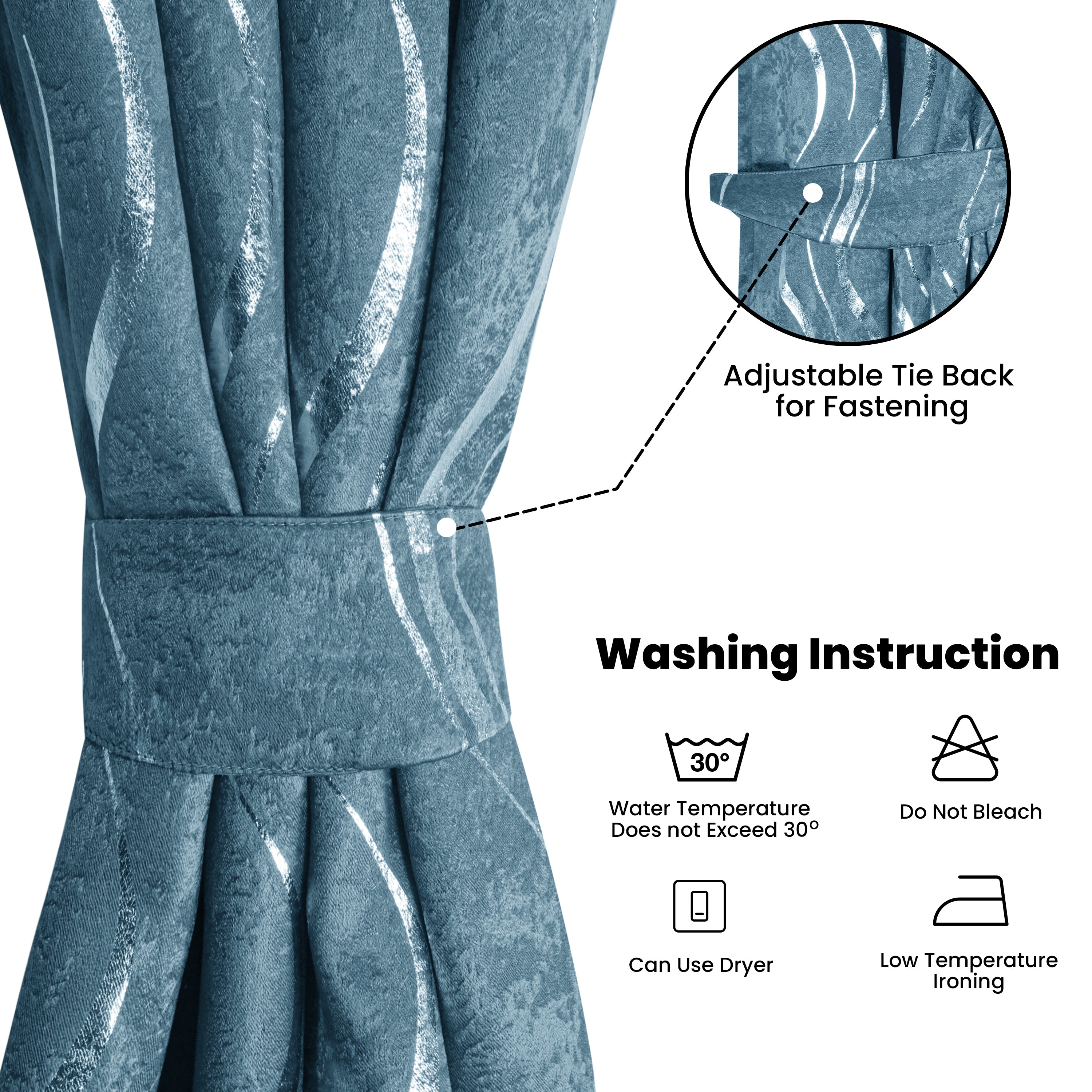 Lustrous Foil Print Luxury Blackout Curtains