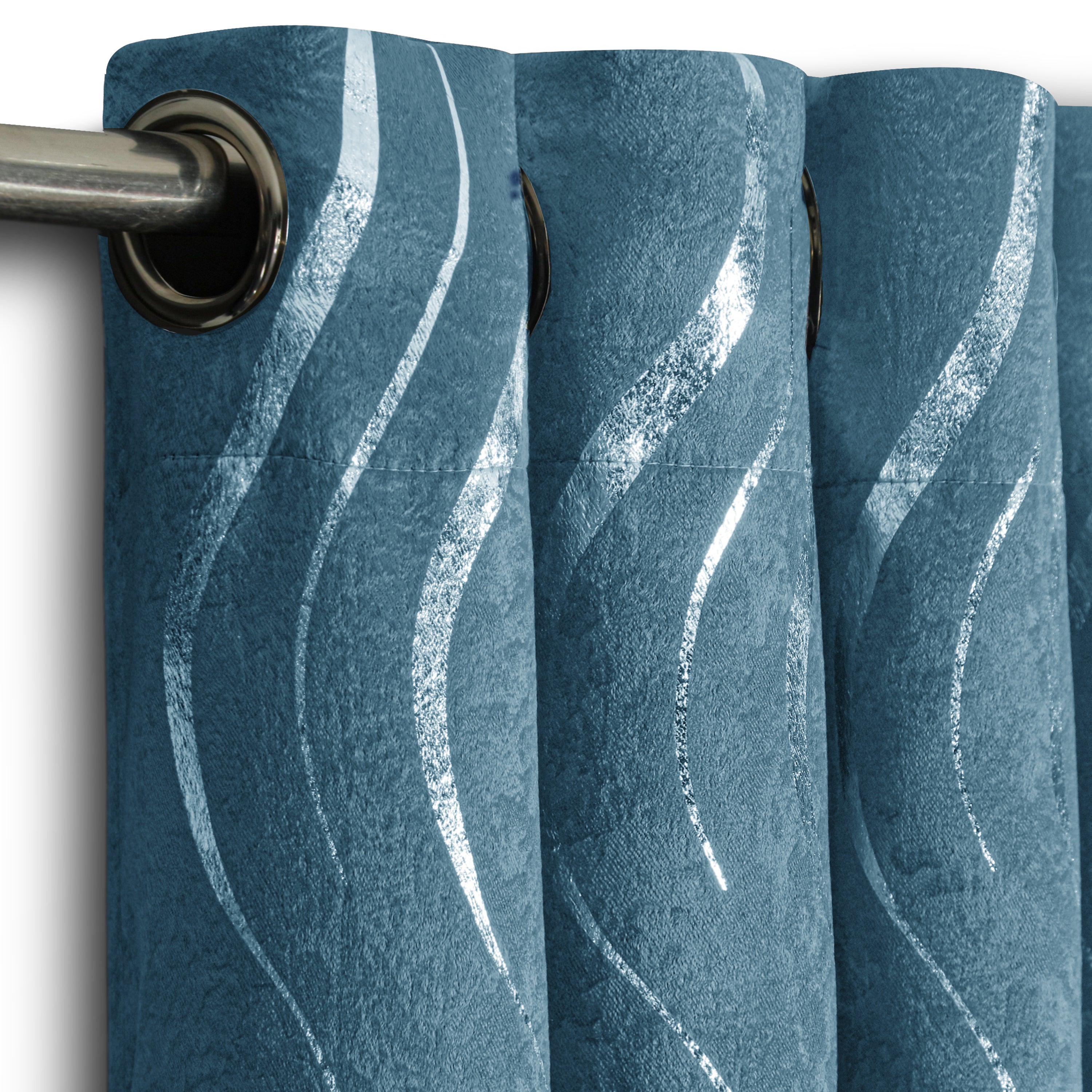 Lustrous Foil Print Luxury Blackout Curtains