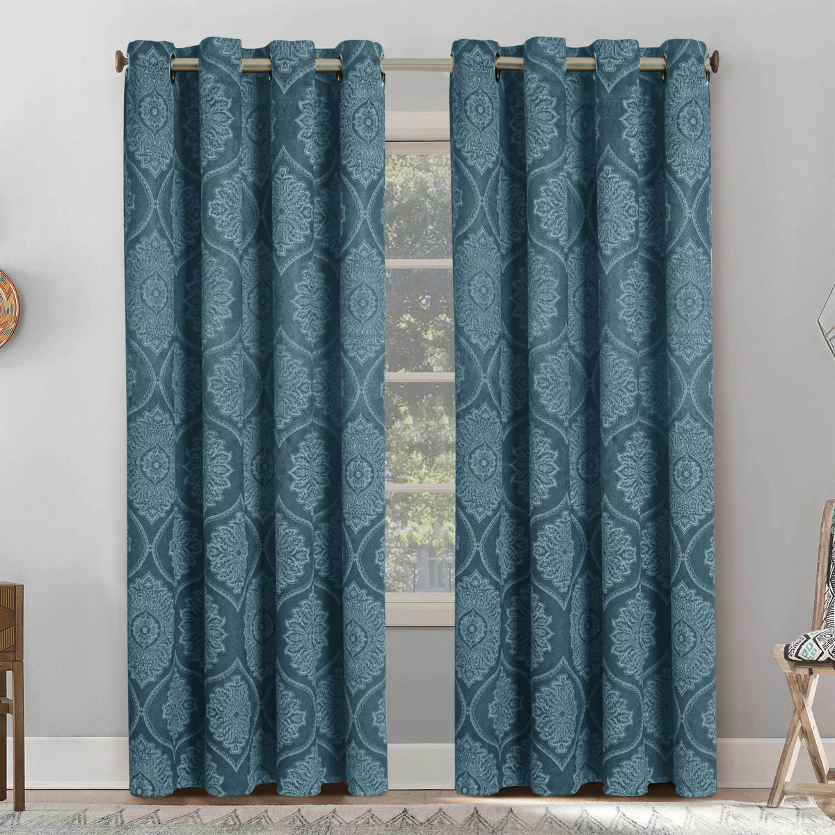 Royal Damask Luxury Blackout Curtains – Cream