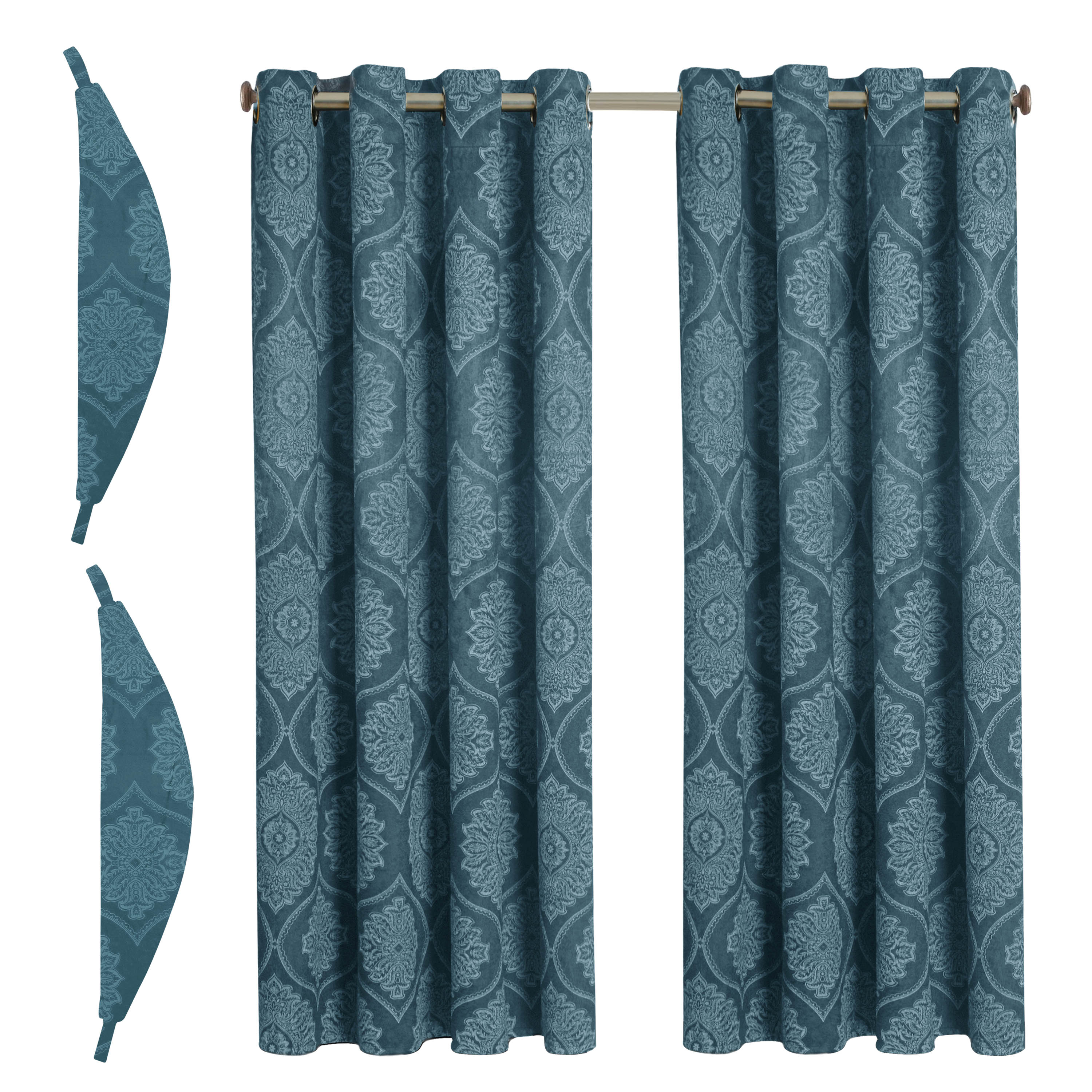 Royal Damask Luxury Blackout Curtains – Cream