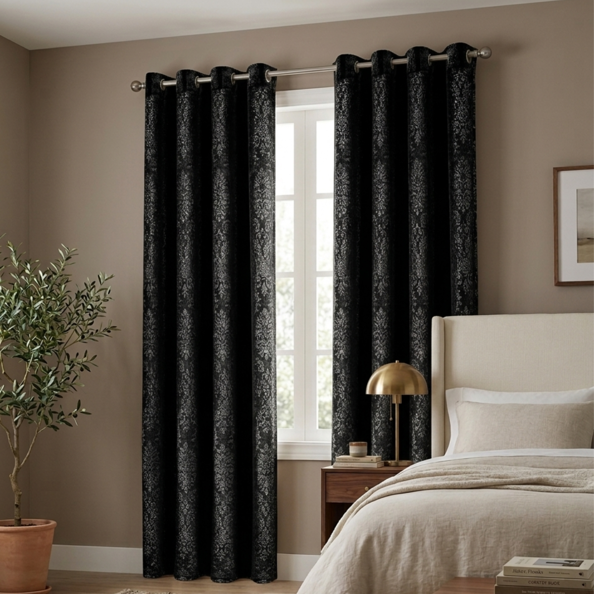 Embossed Woven Thermal Curtains – Room Darkening Eyelet with Tie Backs