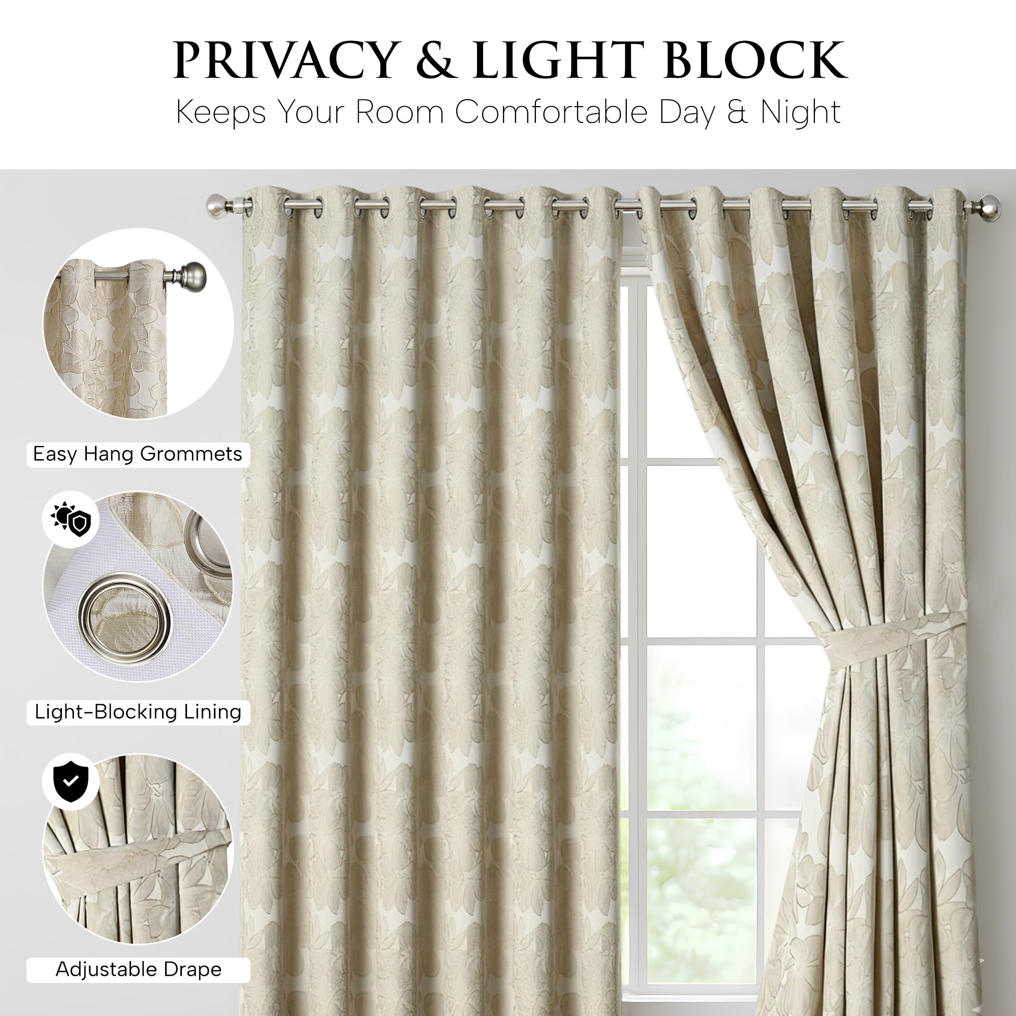 Diana Luxury Floral Blackout Curtains
