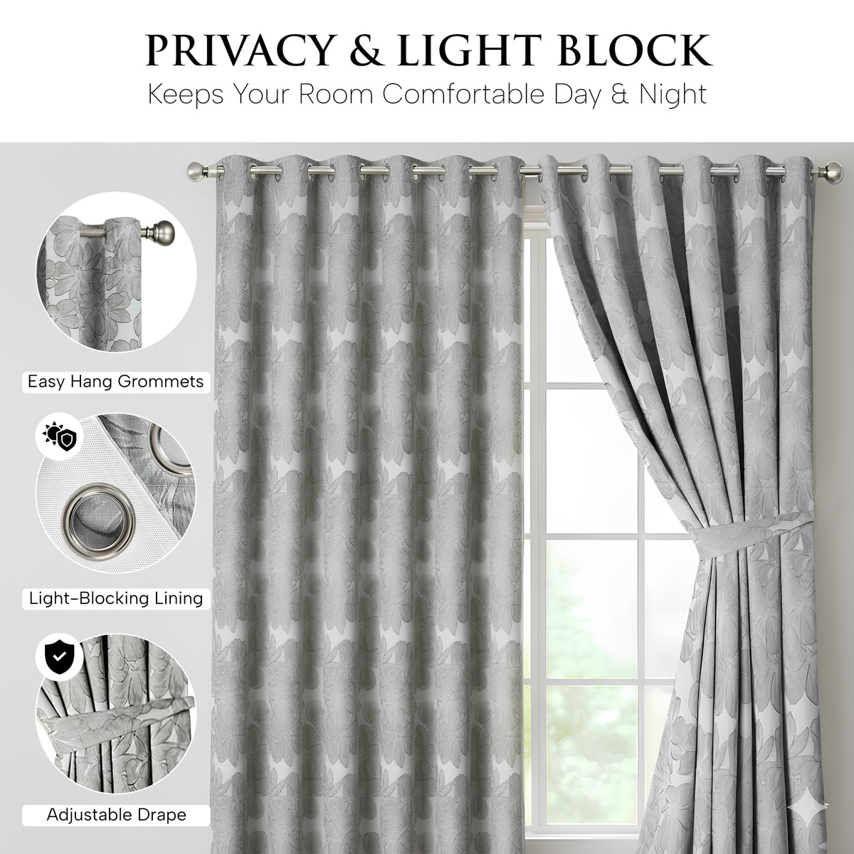 Diana Luxury Floral Blackout Curtains
