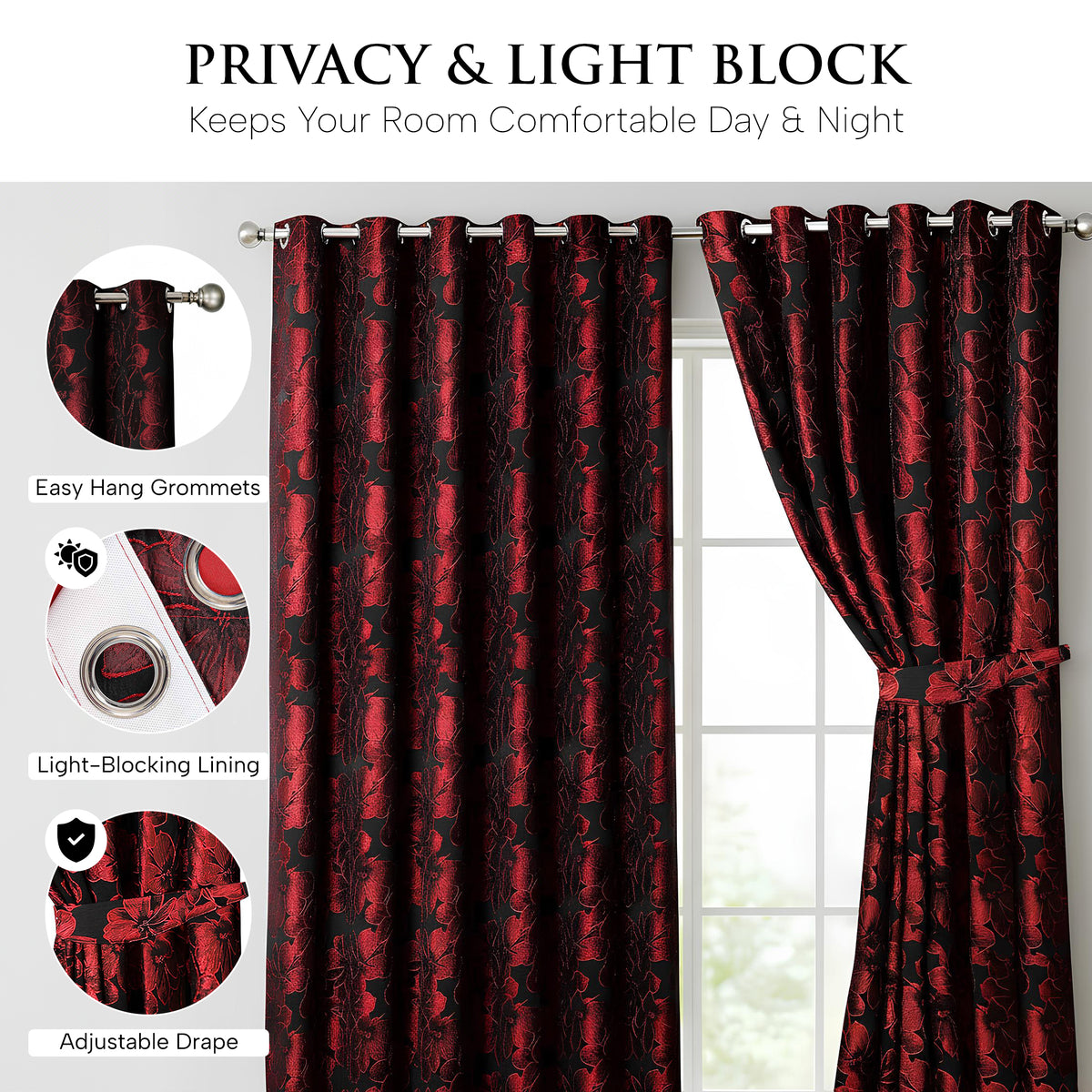 Diana Luxury Floral Blackout Curtains