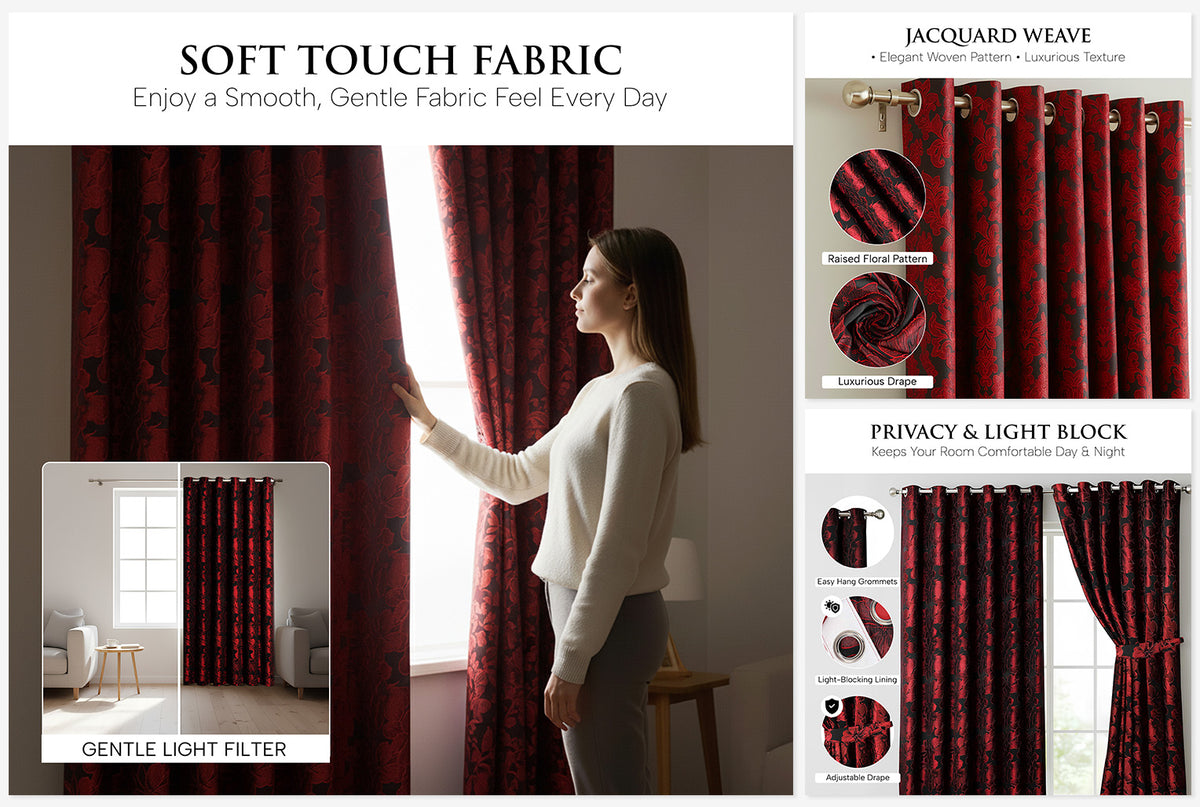 Diana Luxury Floral Blackout Curtains