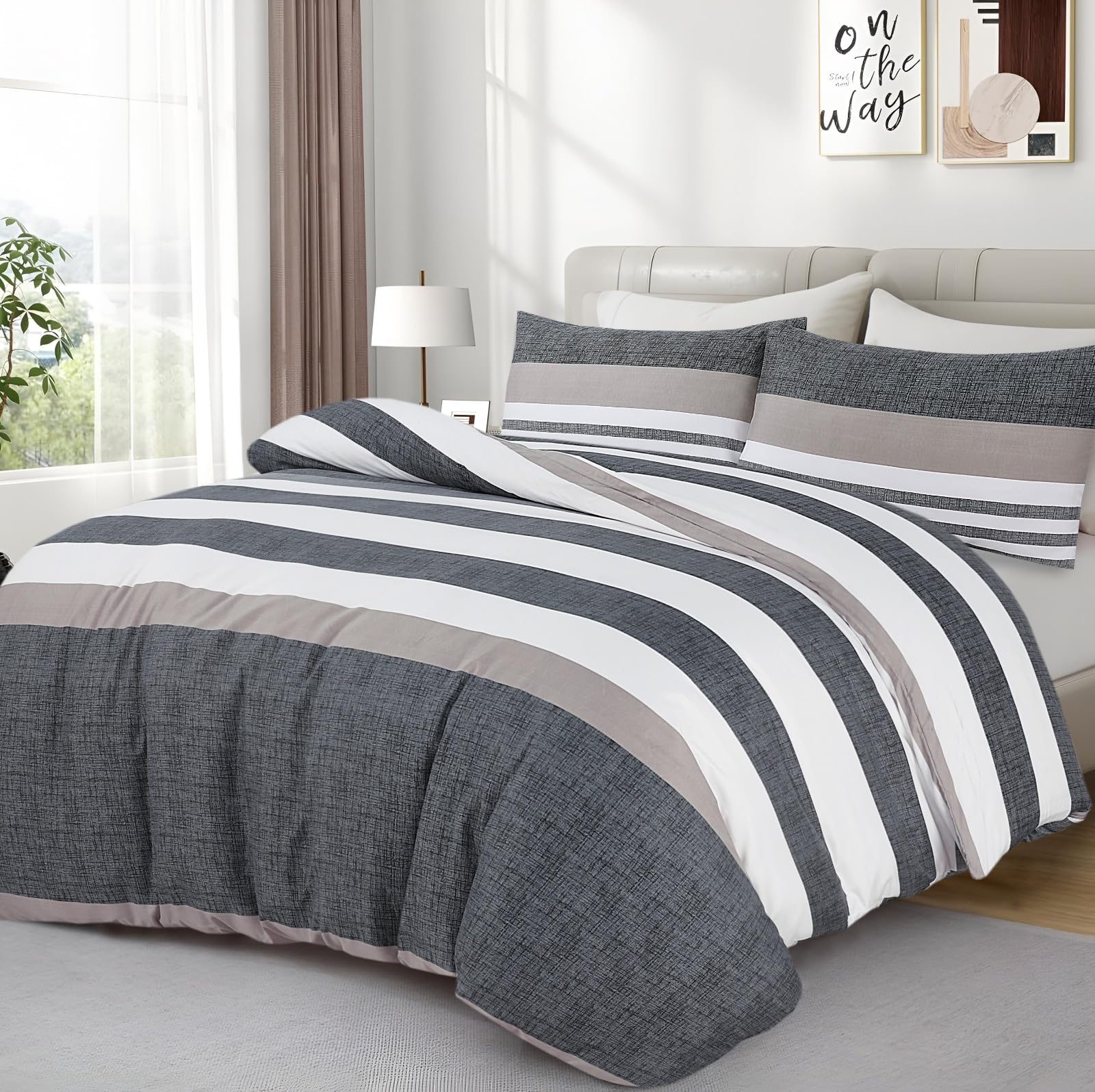 Living Premium Grey 4-Piece Microfiber Duvet Set