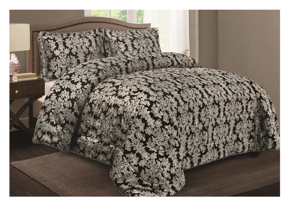 Living Luxury Jacquard Floral Comforter Set – 3pc