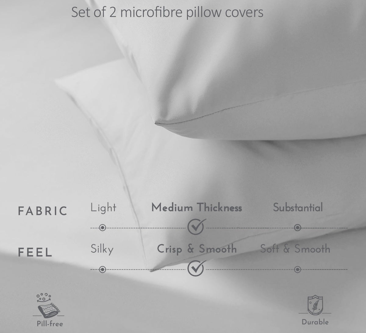 Premium Brushed Microfibre Pillowcases – Set of 2