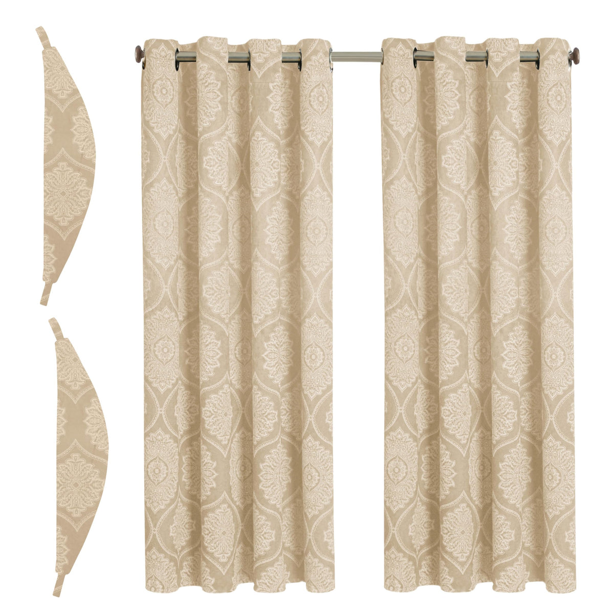 Premium Damask Room Darkening Curtains – Pair