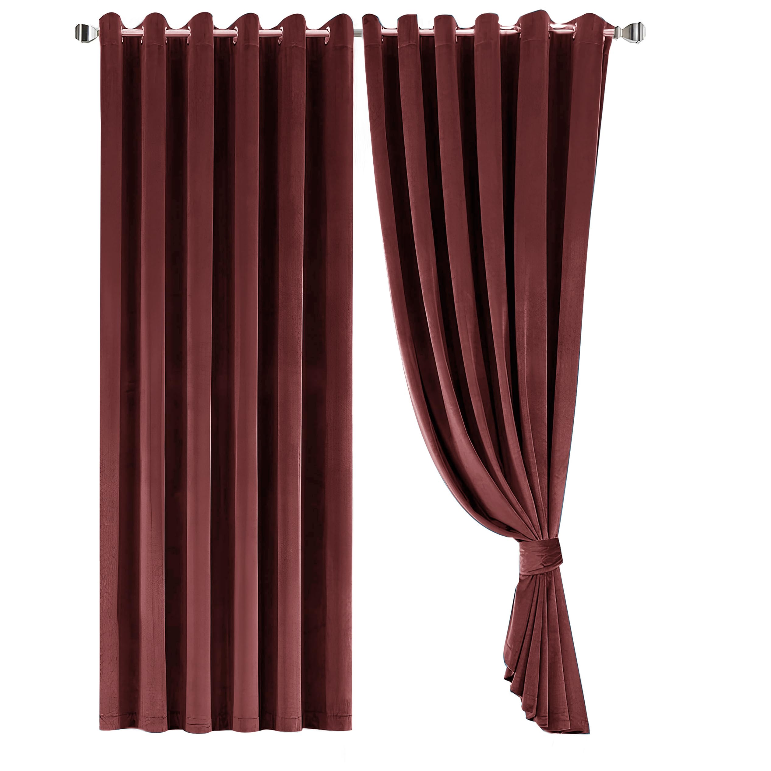 Opulent Dreams Crushed Velvet Curtains - Fully Lined & Room Darkening - Eyelet Ring Top for Bedroom & Living Room - Includes Two Tie Backs - Pair of Panels
