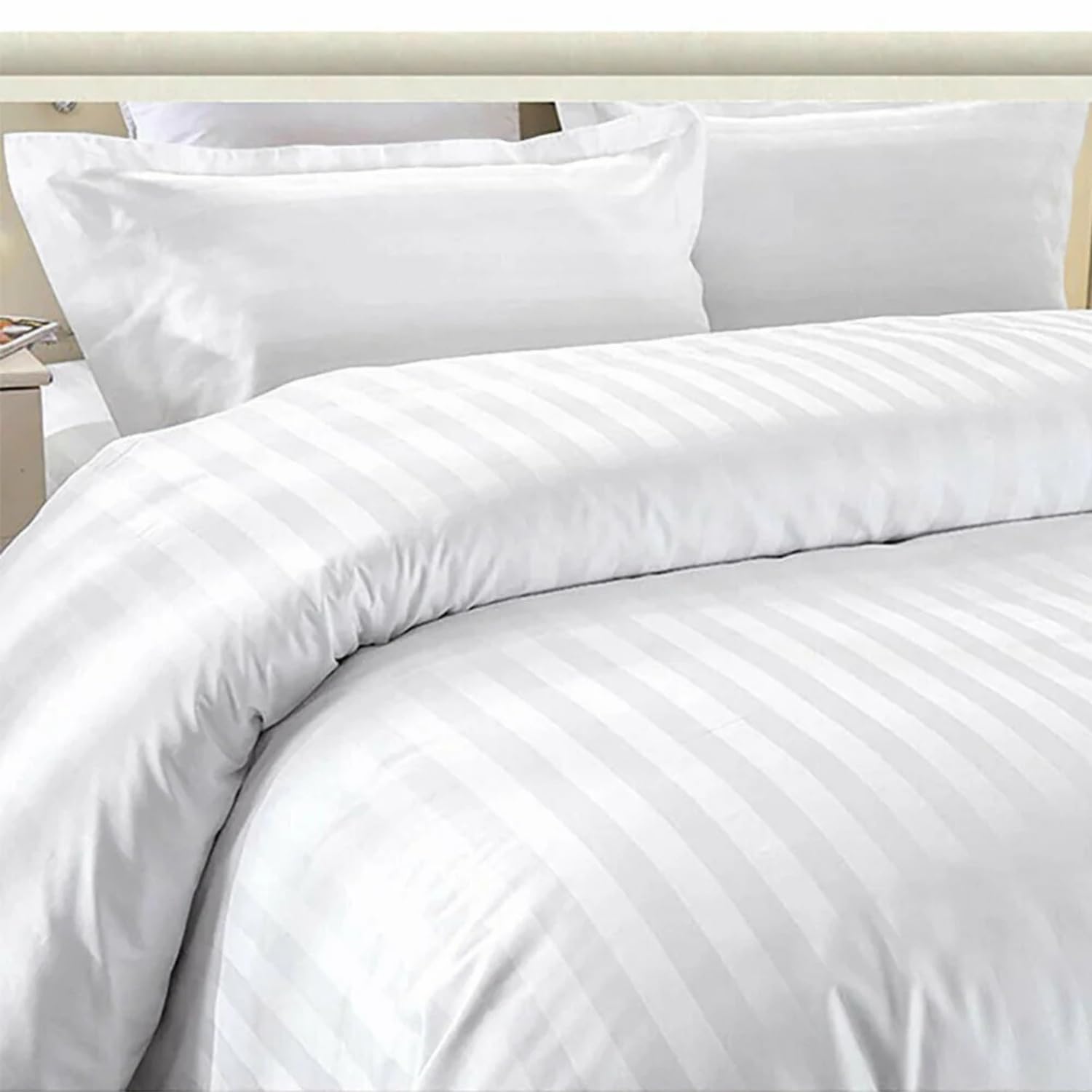 Opulent Living Duvet Cover Set With Pillowcases, Soft Egyptian Cotton Microfiber Bedding Set, Striped Quilt Cover Set, Breathable Easy Care Bedding