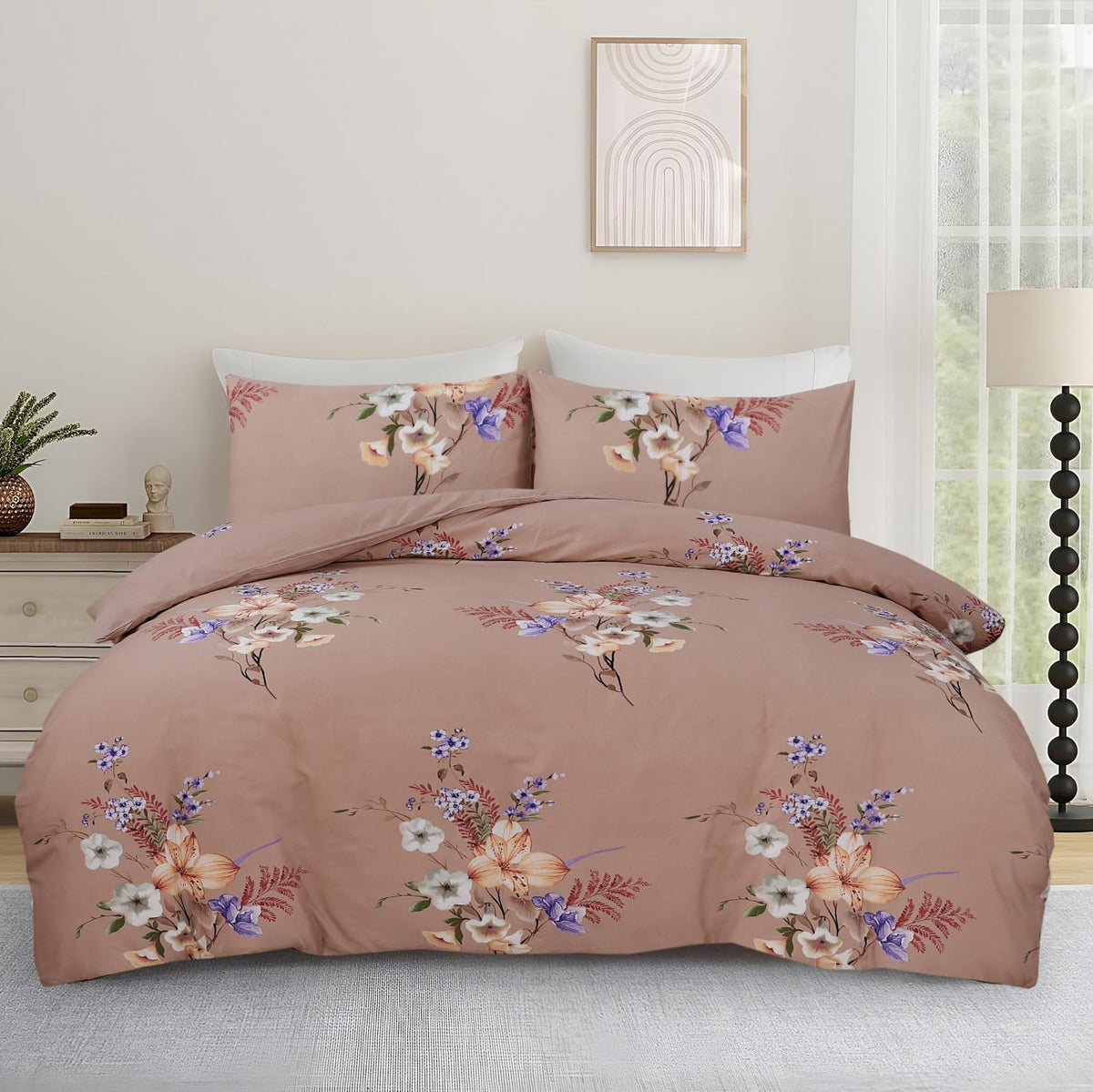 Living Premium Mauve 4-Piece Microfiber Duvet Set