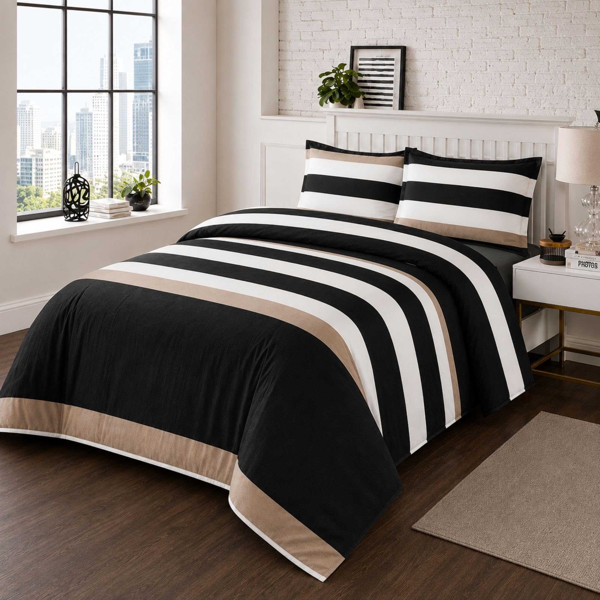 Living Premium Striped Duvet & Bedding Set