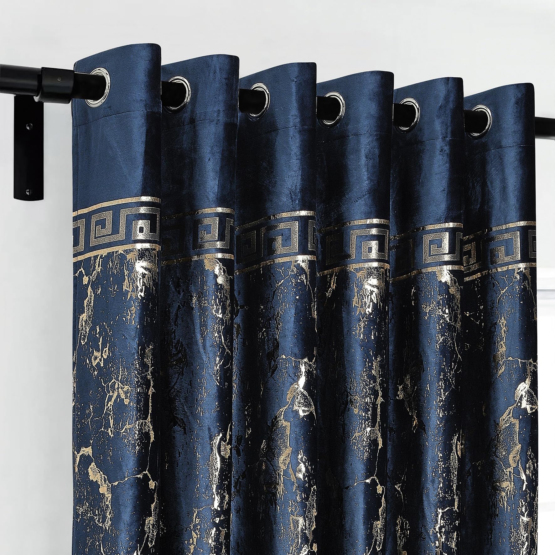 Luxury Greek Key Velvet Curtains – Pair
