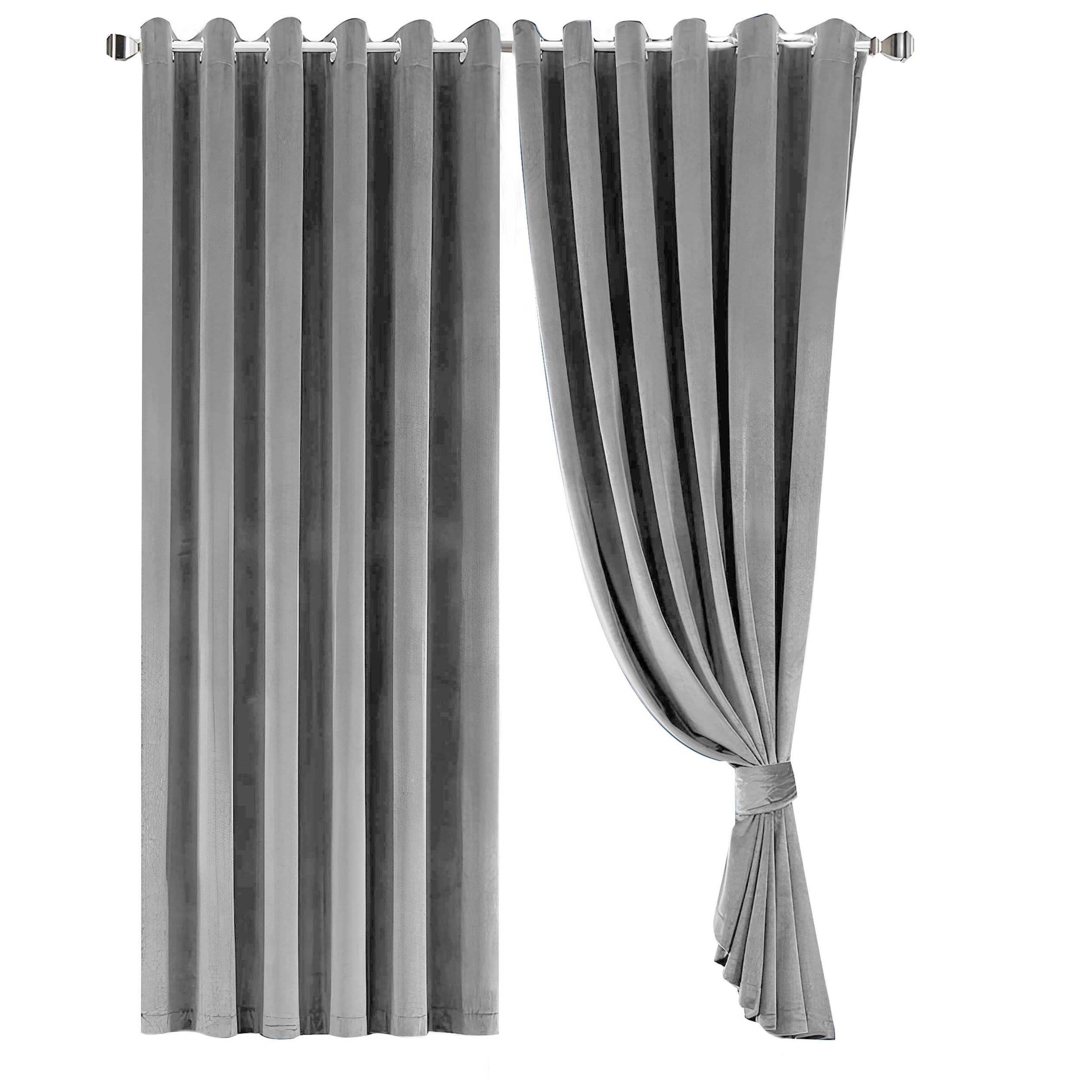 Opulent Dreams Crushed Velvet Curtains - Fully Lined & Room Darkening - Eyelet Ring Top for Bedroom & Living Room - Includes Two Tie Backs - Pair of Panels