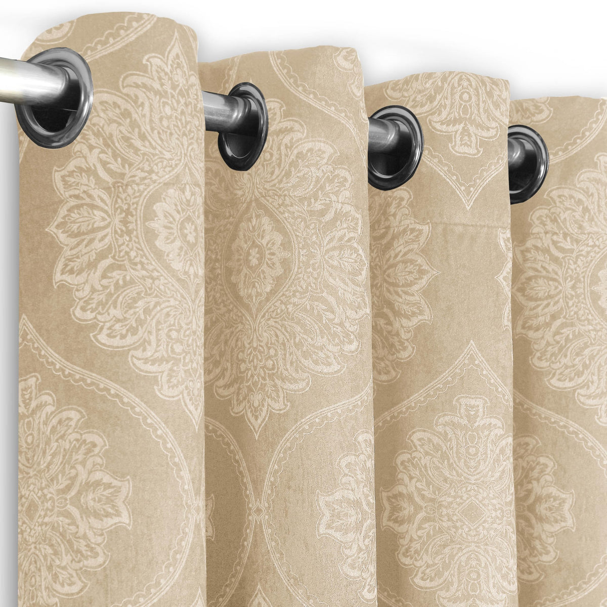Premium Damask Room Darkening Curtains – Pair
