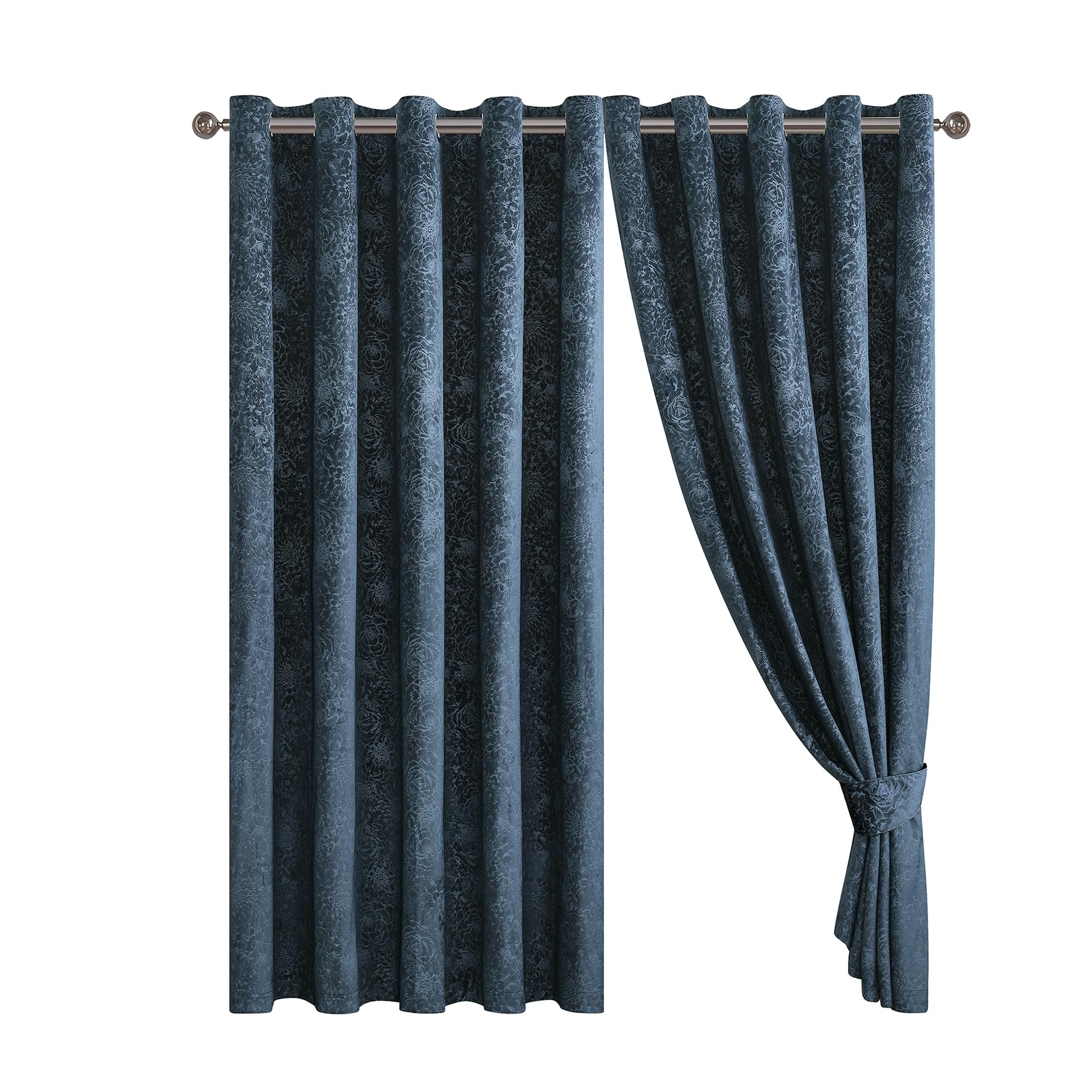 Luxury Floral Jacquard Velvet Curtains – Pair