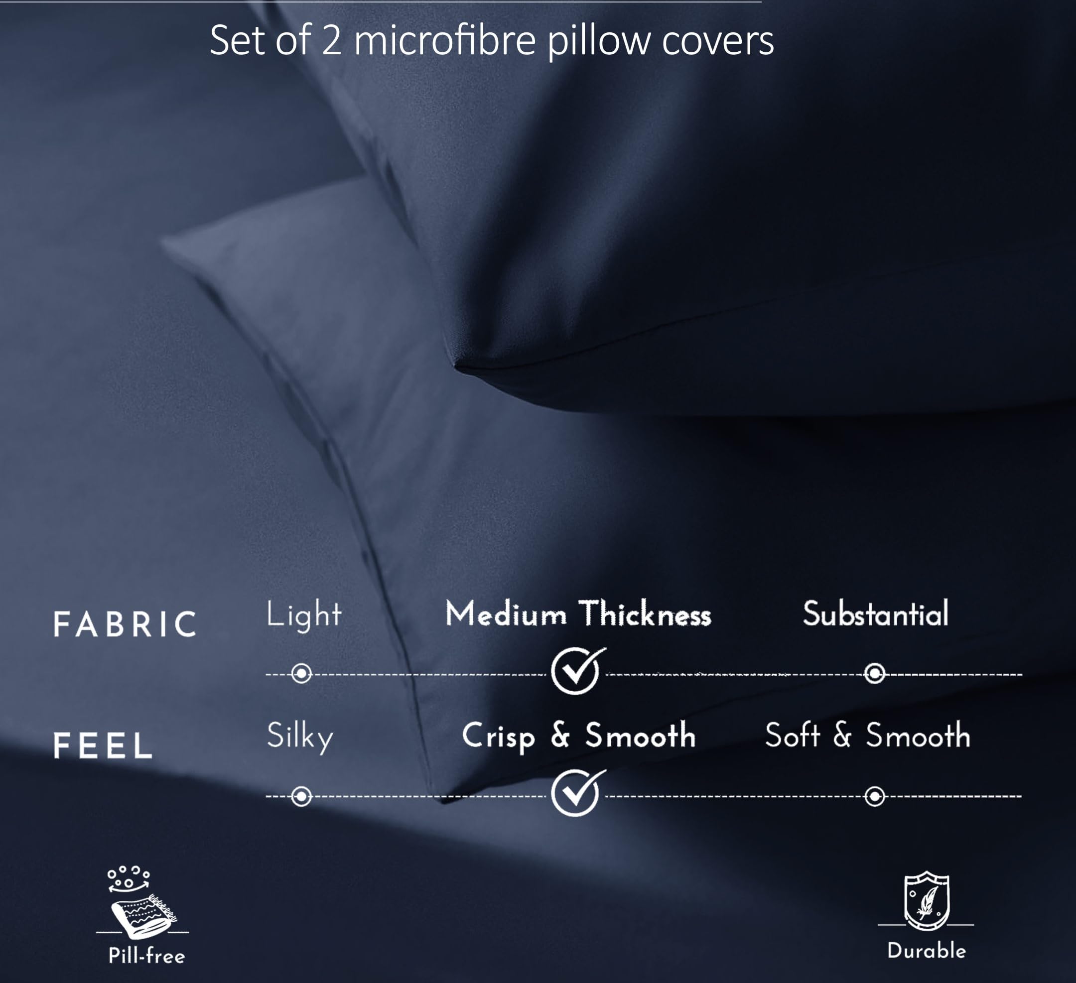 Premium Brushed Microfibre Pillowcases – Set of 2