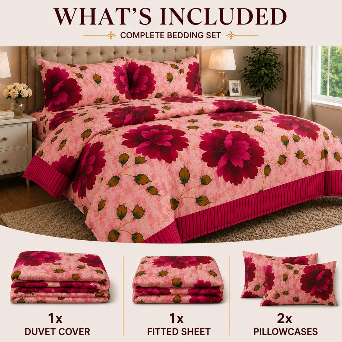 Living Luxury Complete Duvet & Bedding Set – 4pc