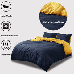 Reversible Plain Duvet Cover Set Beige/Burgundy – Soft Microfibre with Pillowcases