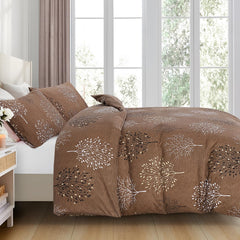 Opulent Living Duvet Cover Set With Fitted Sheet & Pillowcases,4 Piece Microfiber Soft Breathable Bedding Set, Machine Washable, Wrinkle Resistant, Single Double, King - Brown