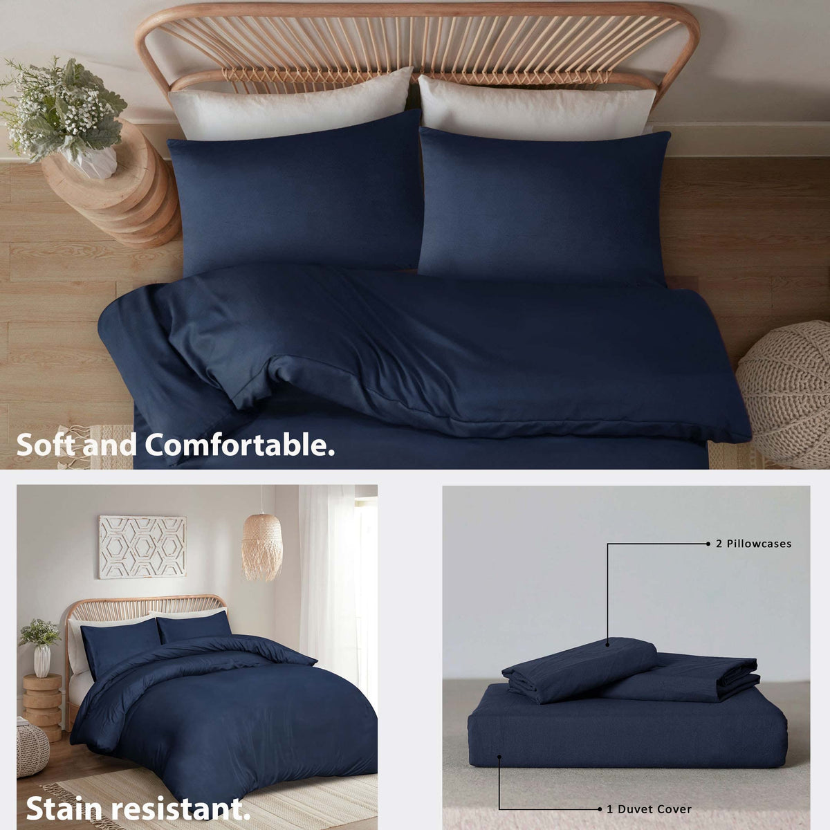 Premium Plain Microfiber Duvet Set – 3pc