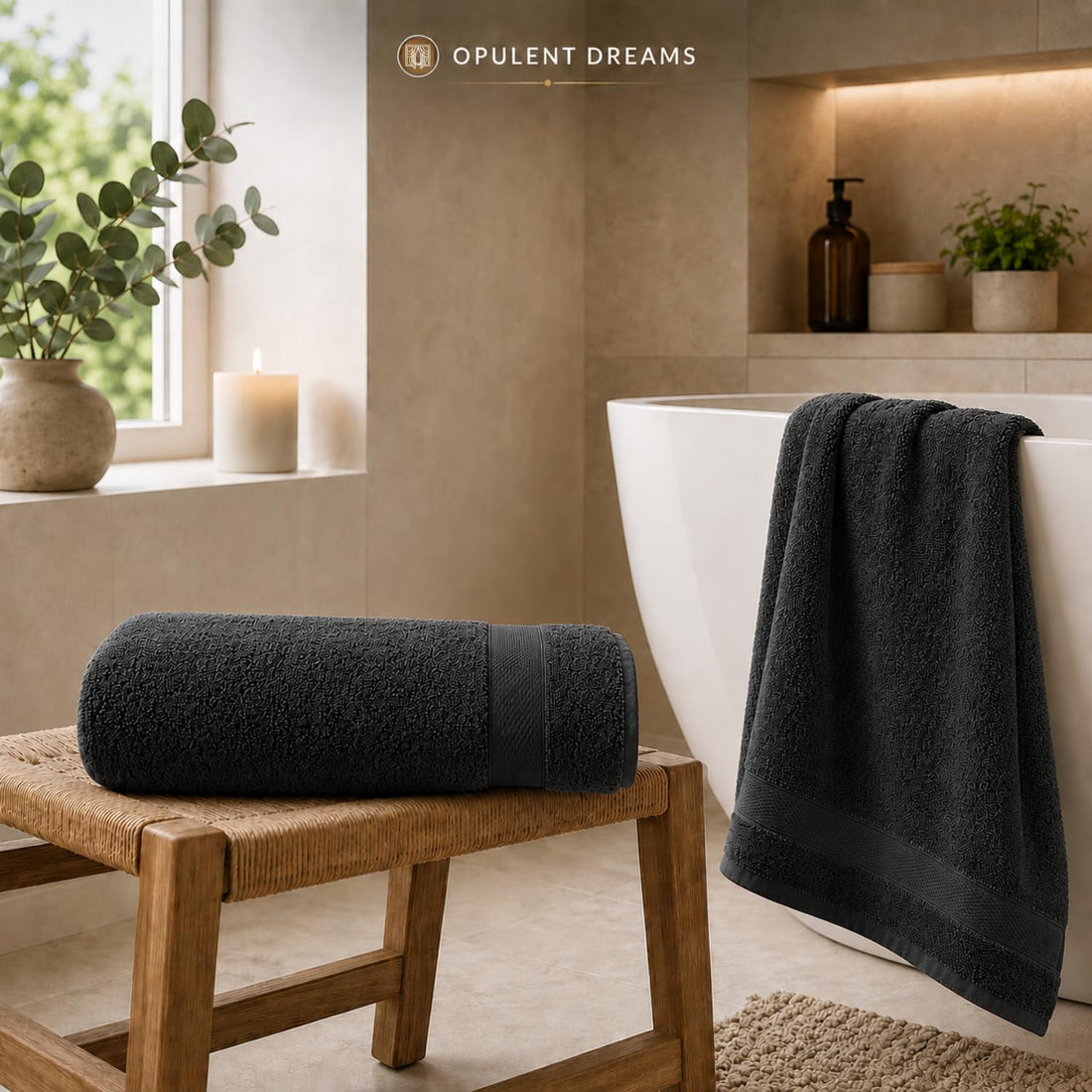 Luxury 100% Egyptian Cotton Towel Set – Charcoal, Super Soft & Quick-Dry