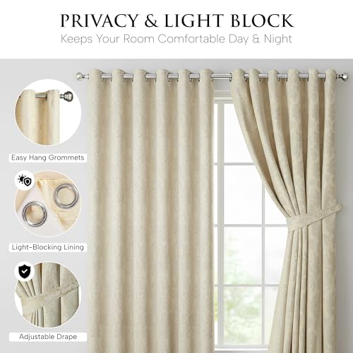 Jacquard Curtains – Fully Lined Ring Top with Tie Backs