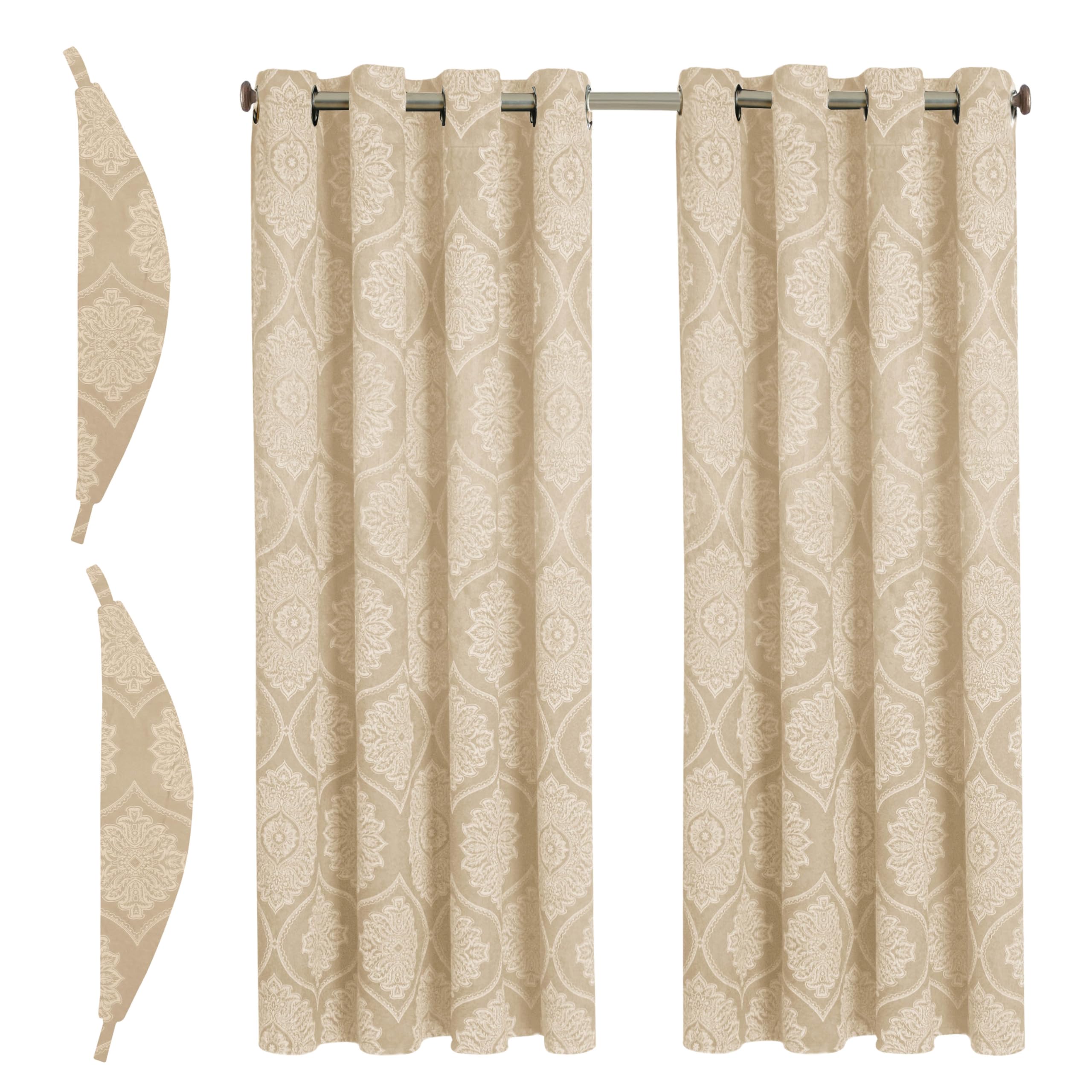 Premium Damask Room Darkening Curtains – Pair