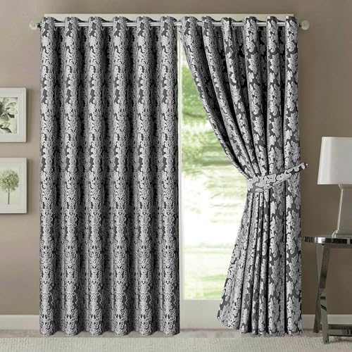 Jacquard Curtains – Fully Lined Ring Top with Tie Backs
