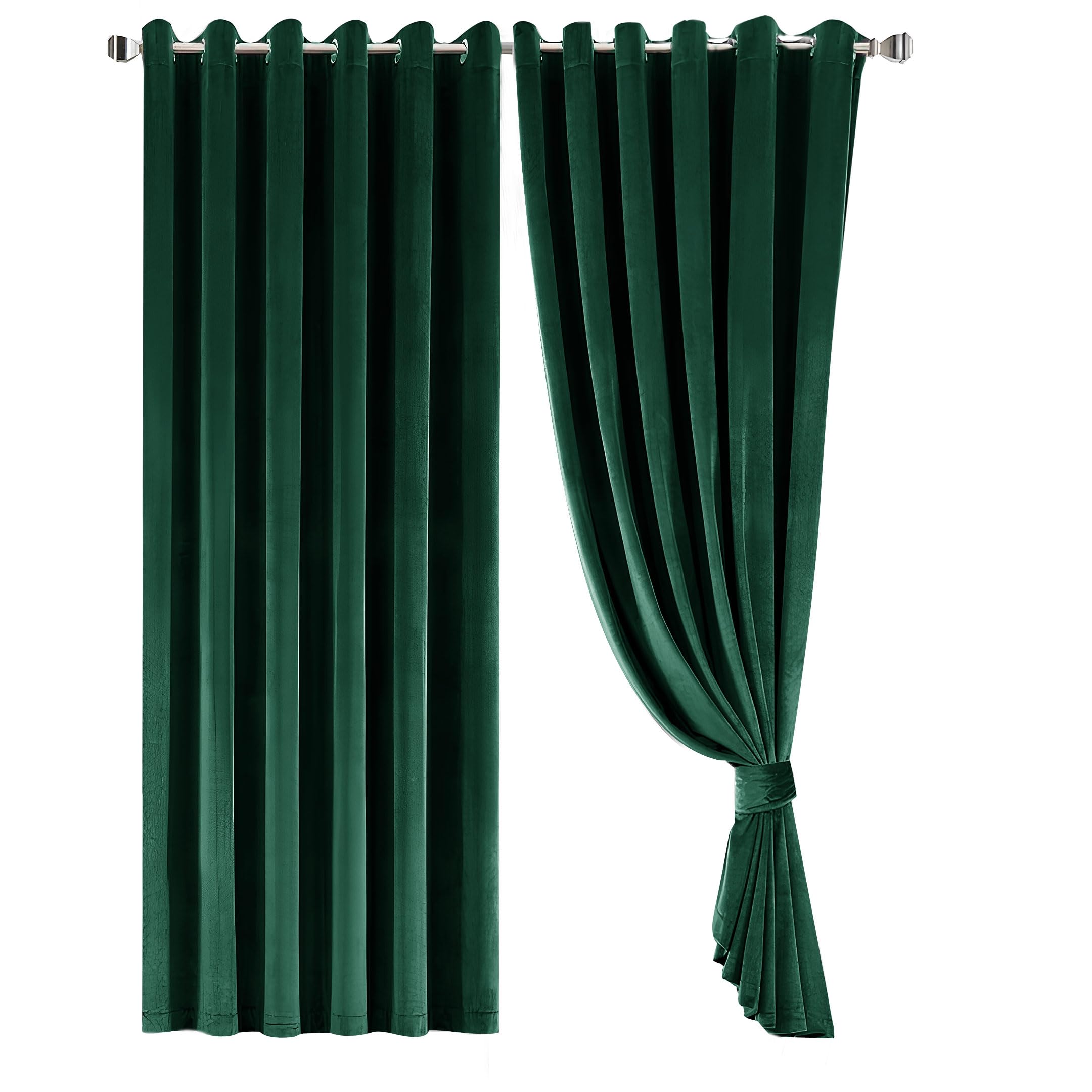Opulent Dreams Crushed Velvet Curtains - Fully Lined & Room Darkening - Eyelet Ring Top for Bedroom & Living Room - Includes Two Tie Backs - Pair of Panels