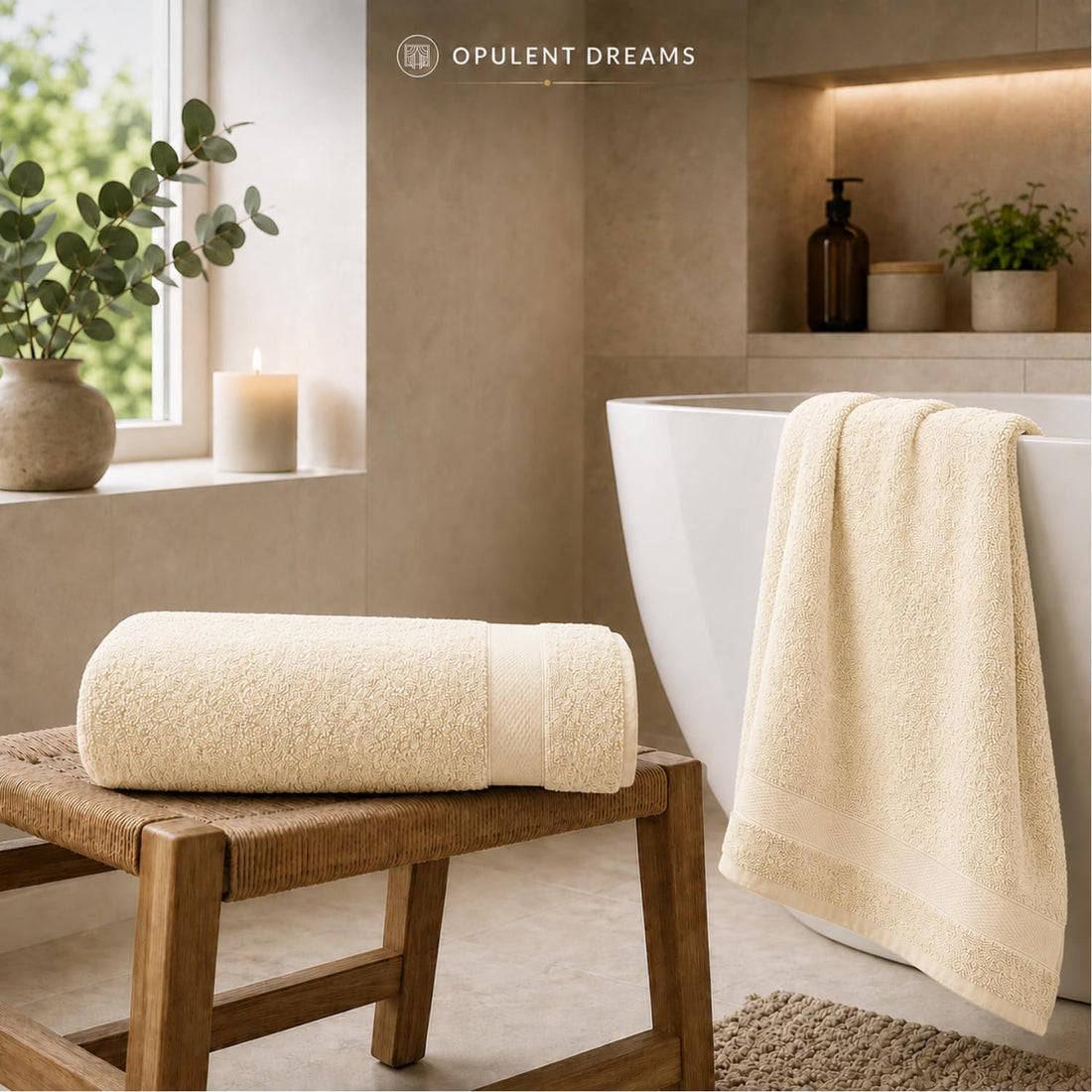 Luxury 100% Egyptian Cotton Towel Set – Cream, Super Soft & Quick-Dry