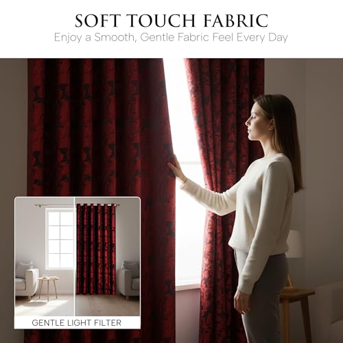 Jacquard Curtains – Fully Lined Ring Top with Tie Backs