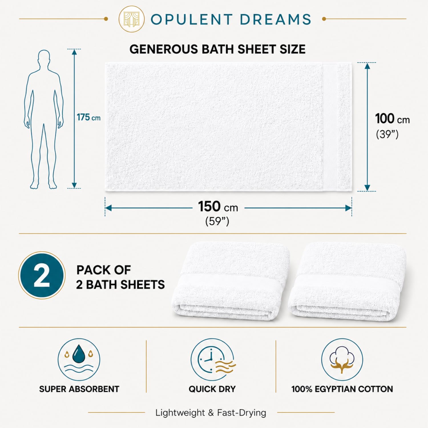 Luxury 100% Egyptian Cotton Towel Set – Beige, Super Soft & Quick-Dry