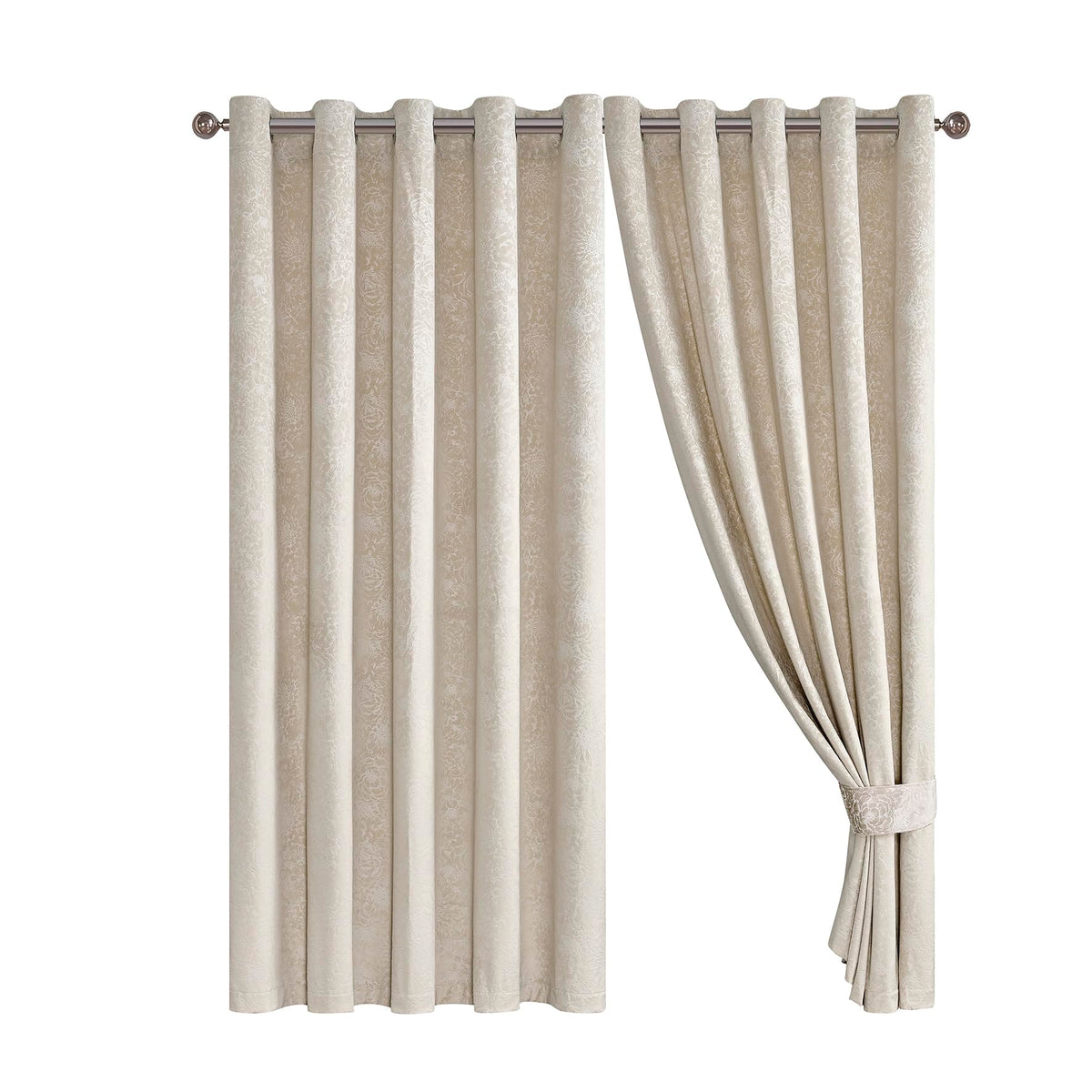 Luxury Floral Jacquard Velvet Curtains – Pair