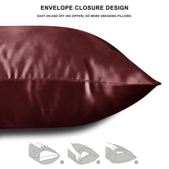 Satin Pillowcases Beige – 2 Pack for Hair & Skin, Envelope Closure