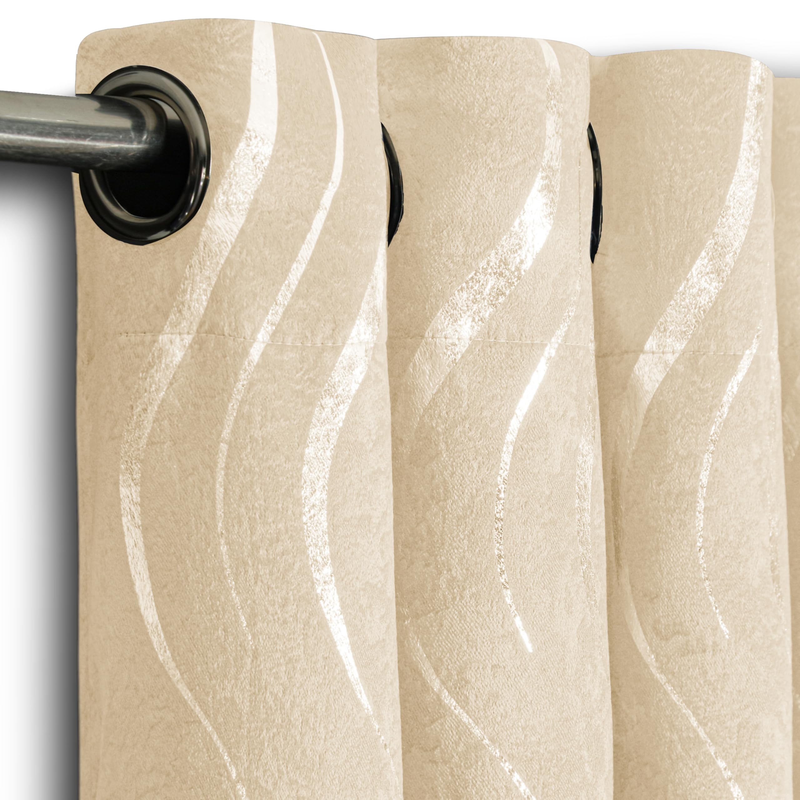 Premium Silver Wave Room Darkening Curtains – Pair