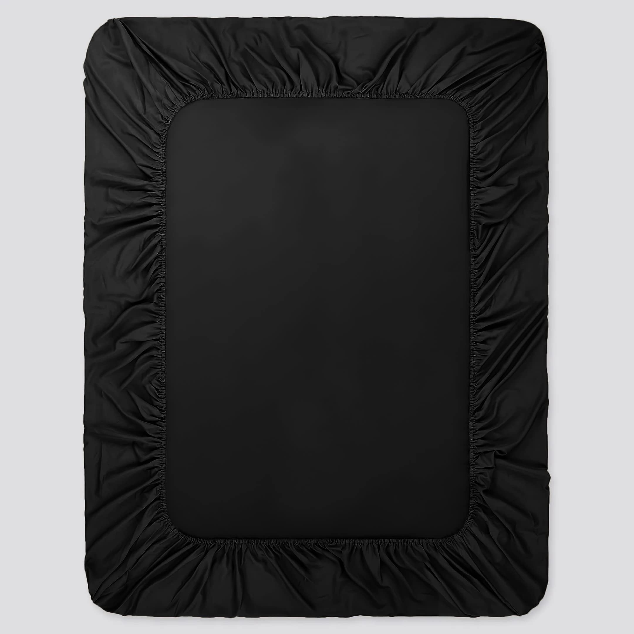 OpulentDreams Fitted Sheets - 25 CM Deep Pocket - Brushed Microfibre - Easy-Care - Fade-Resistant (Black, Double) - Opulent Dreams