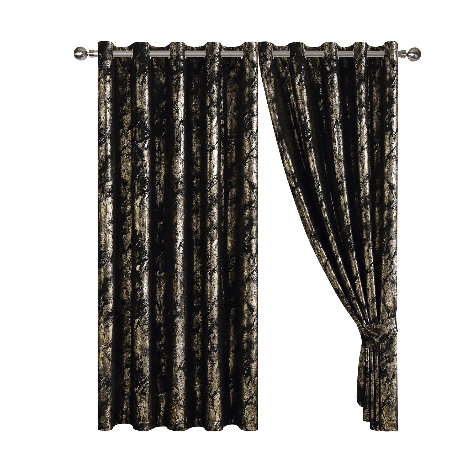 Luxury Metallic Marble Velvet Curtains – Pair