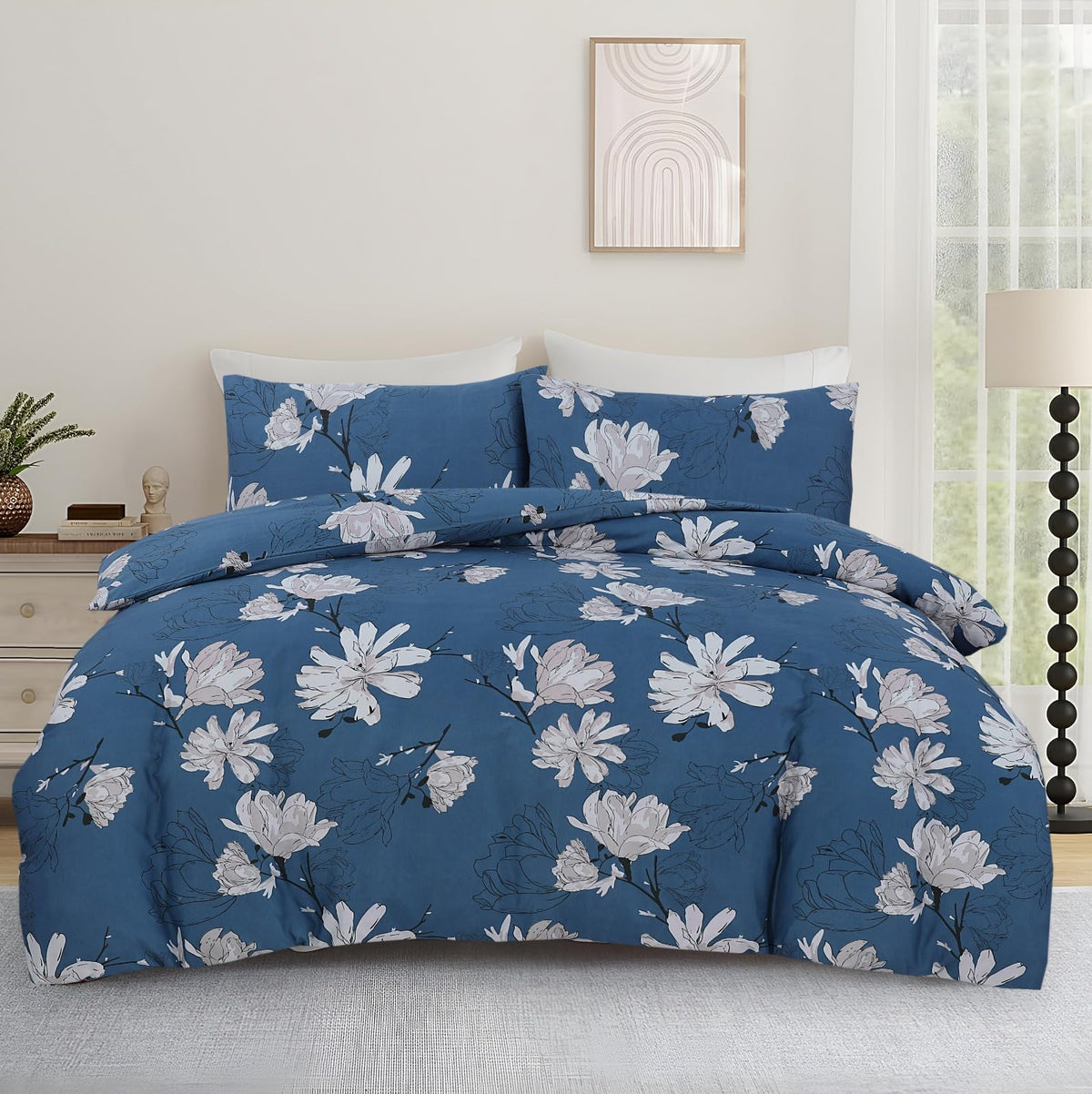 Living Premium Blue 4-Piece Microfiber Duvet Set