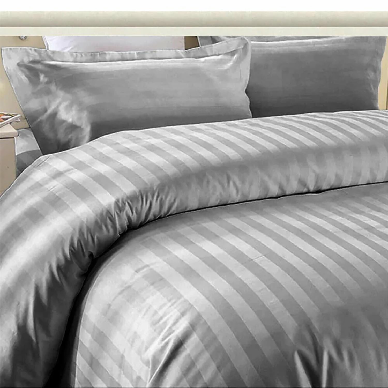 Opulent Living Duvet Cover Set With Pillowcases, Soft Egyptian Cotton Microfiber Bedding Set, Striped Quilt Cover Set, Breathable Easy Care Bedding